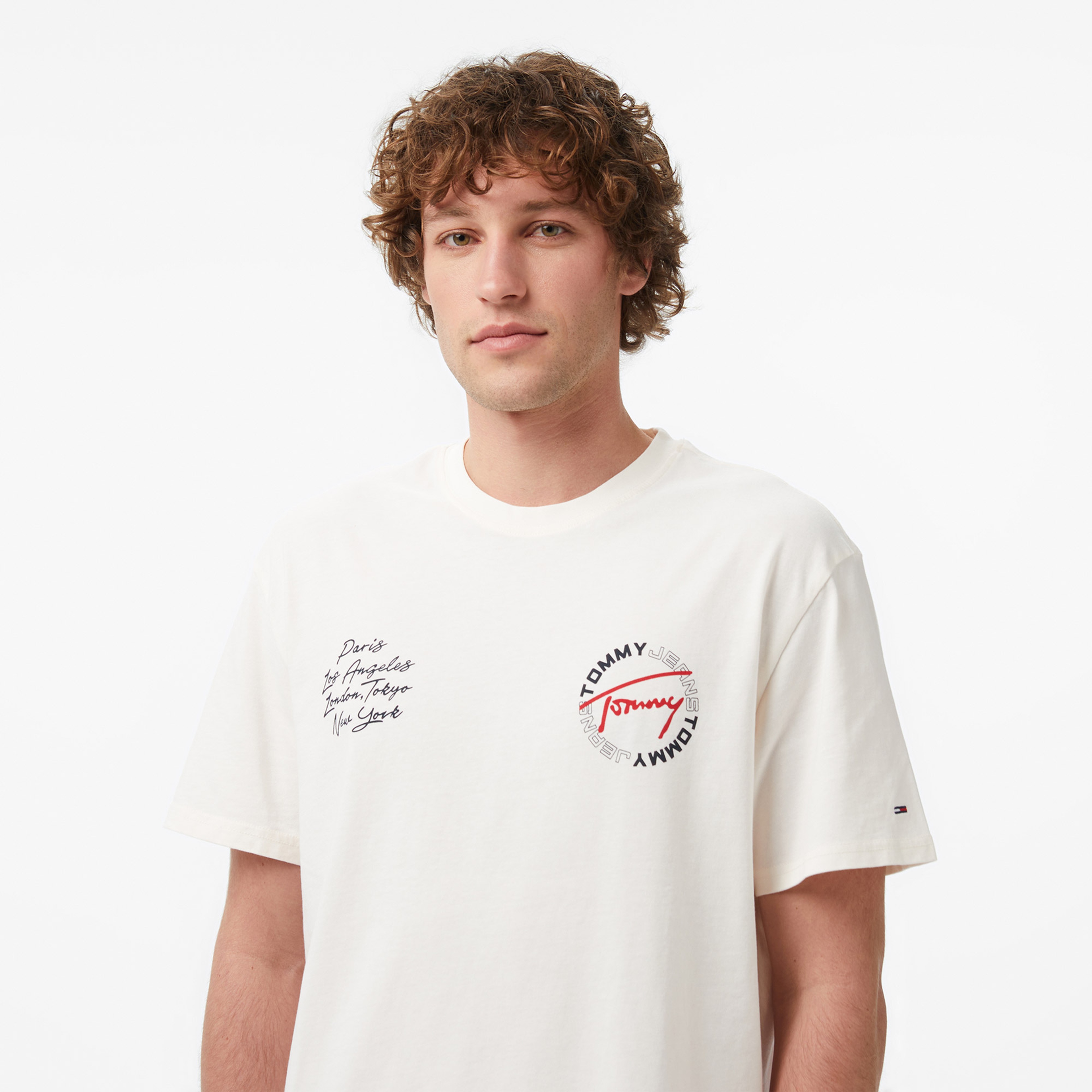 Tommy Hilfiger Relaxed Sign Circle Erkek Beyaz T-Shirt