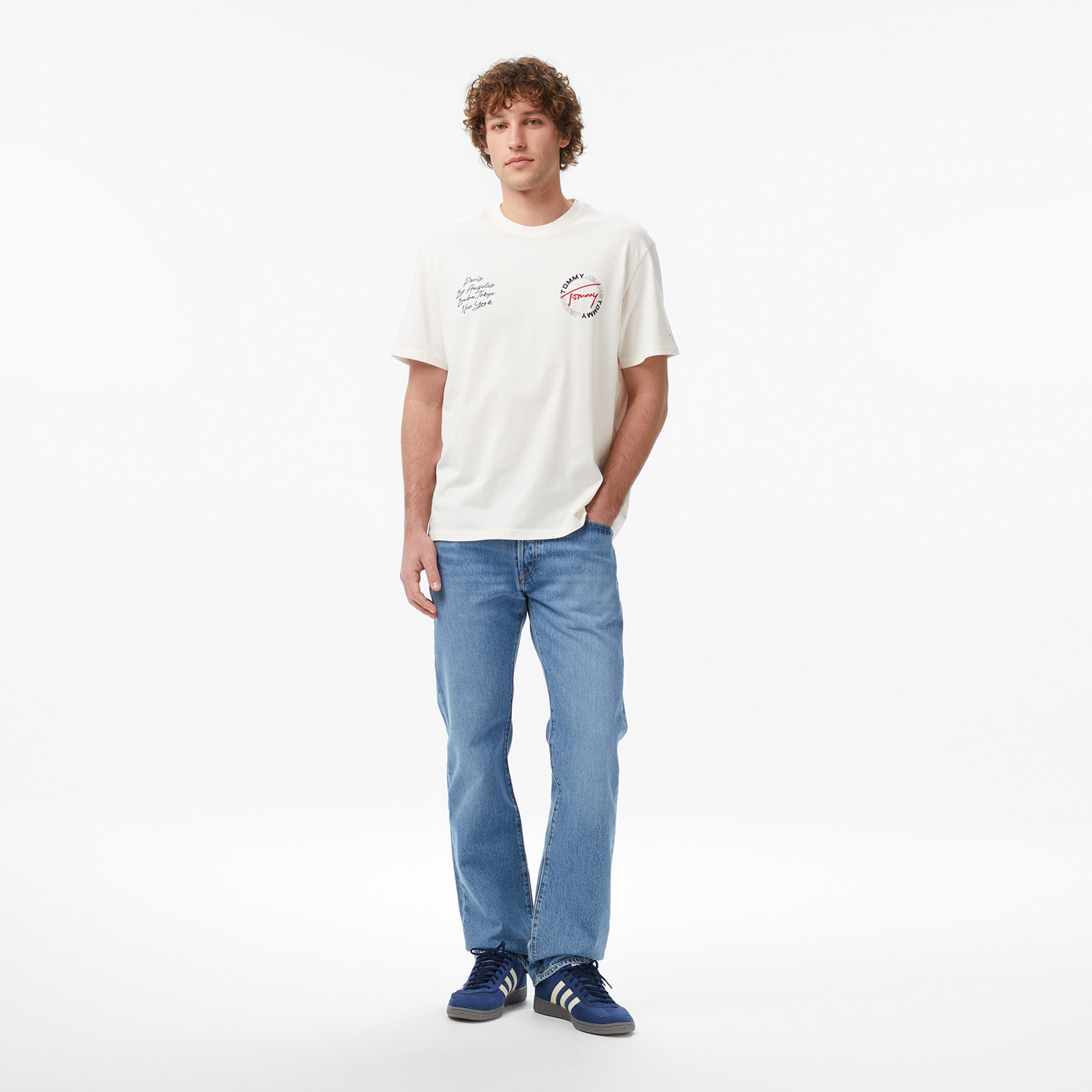 Tommy Hilfiger Relaxed Sign Circle Erkek Beyaz T-Shirt