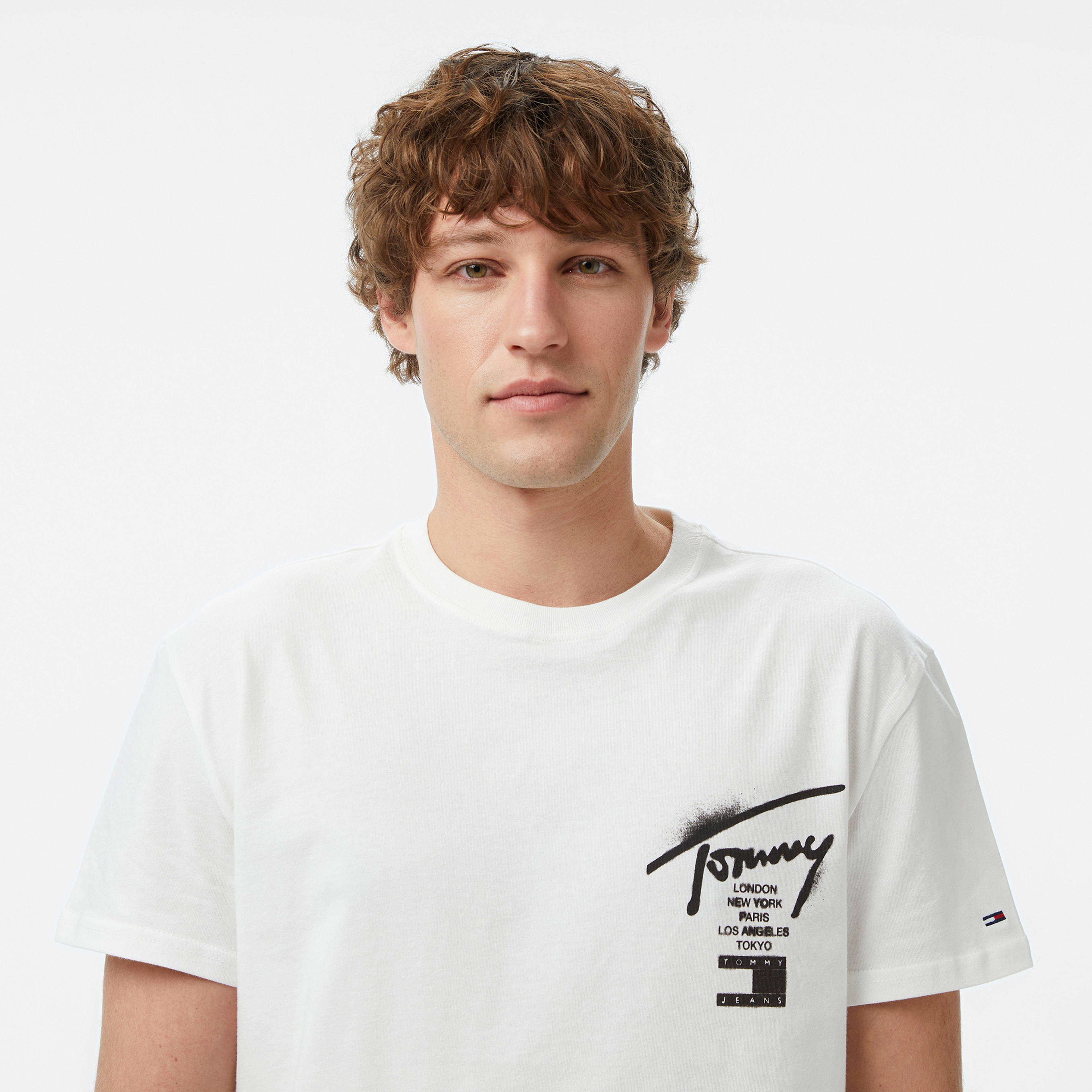 Tommy Hilfiger Regular City Sign Erkek Beyaz T-Shirt