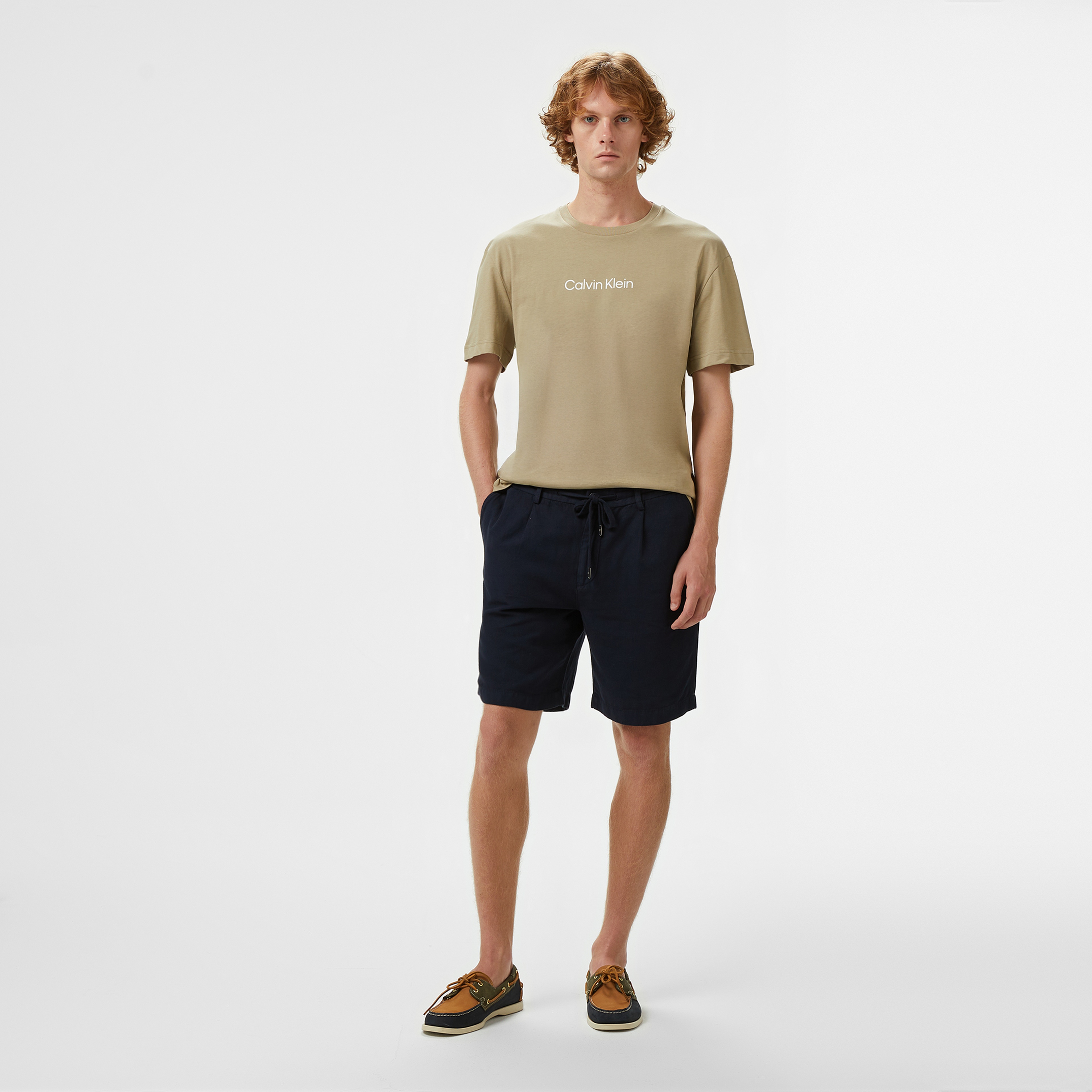 Calvin Klein Hero Logo Comfort Erkek Bej T-Shirt