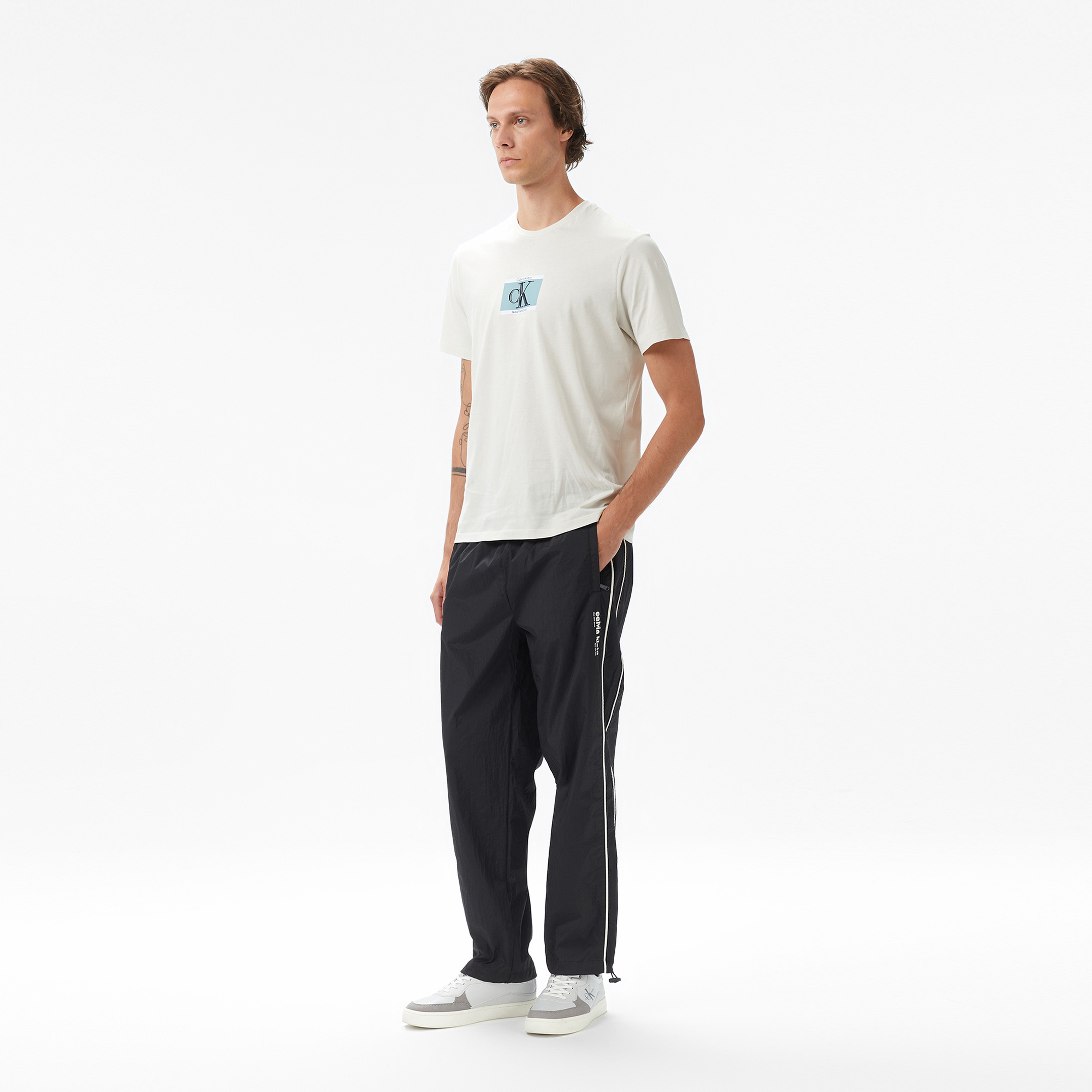 Calvin Klein Relaxed Crinkle Nylon Track Erkek Siyah Eşofman Altı