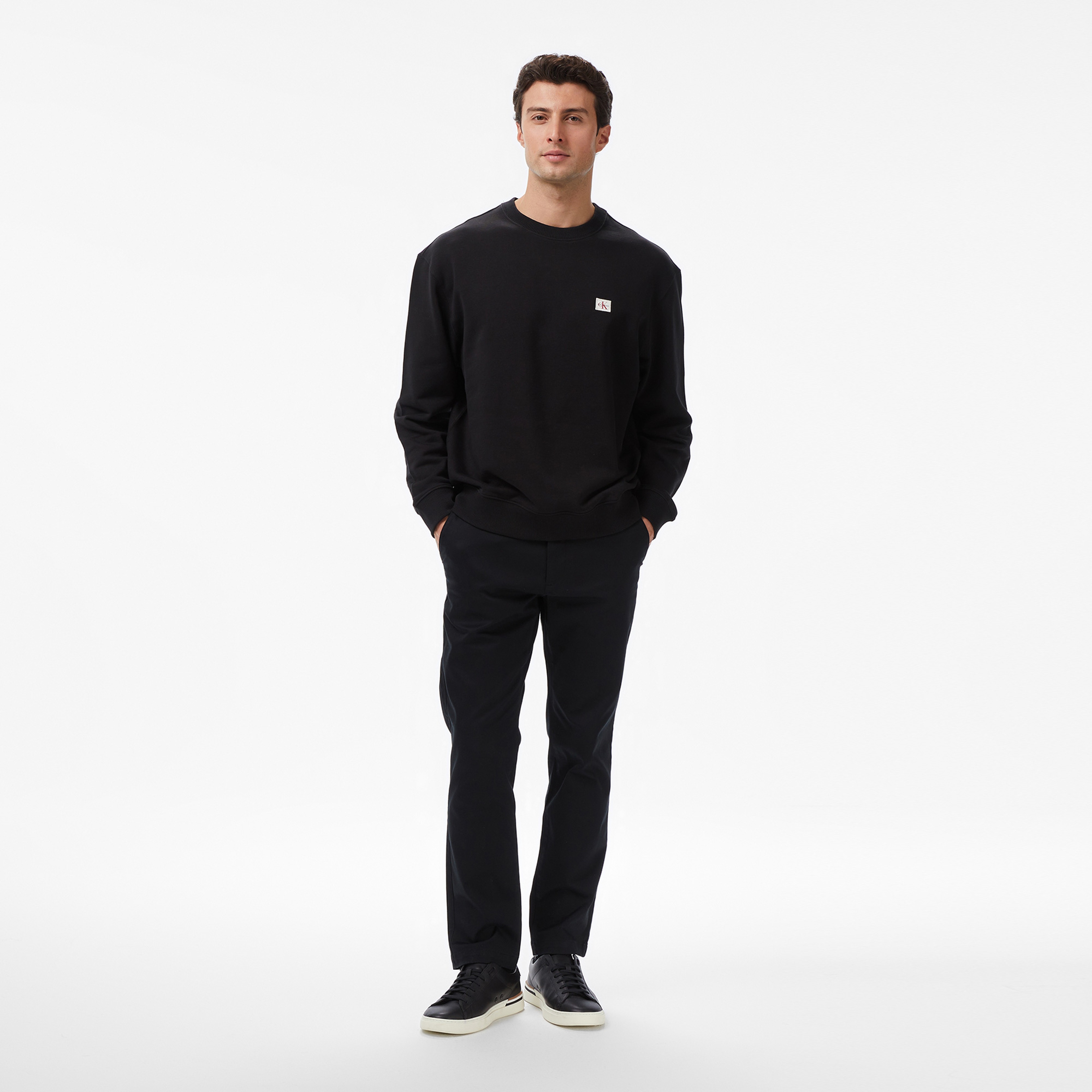Calvin Klein Terry Badge Erkek Siyah Sweatshirt