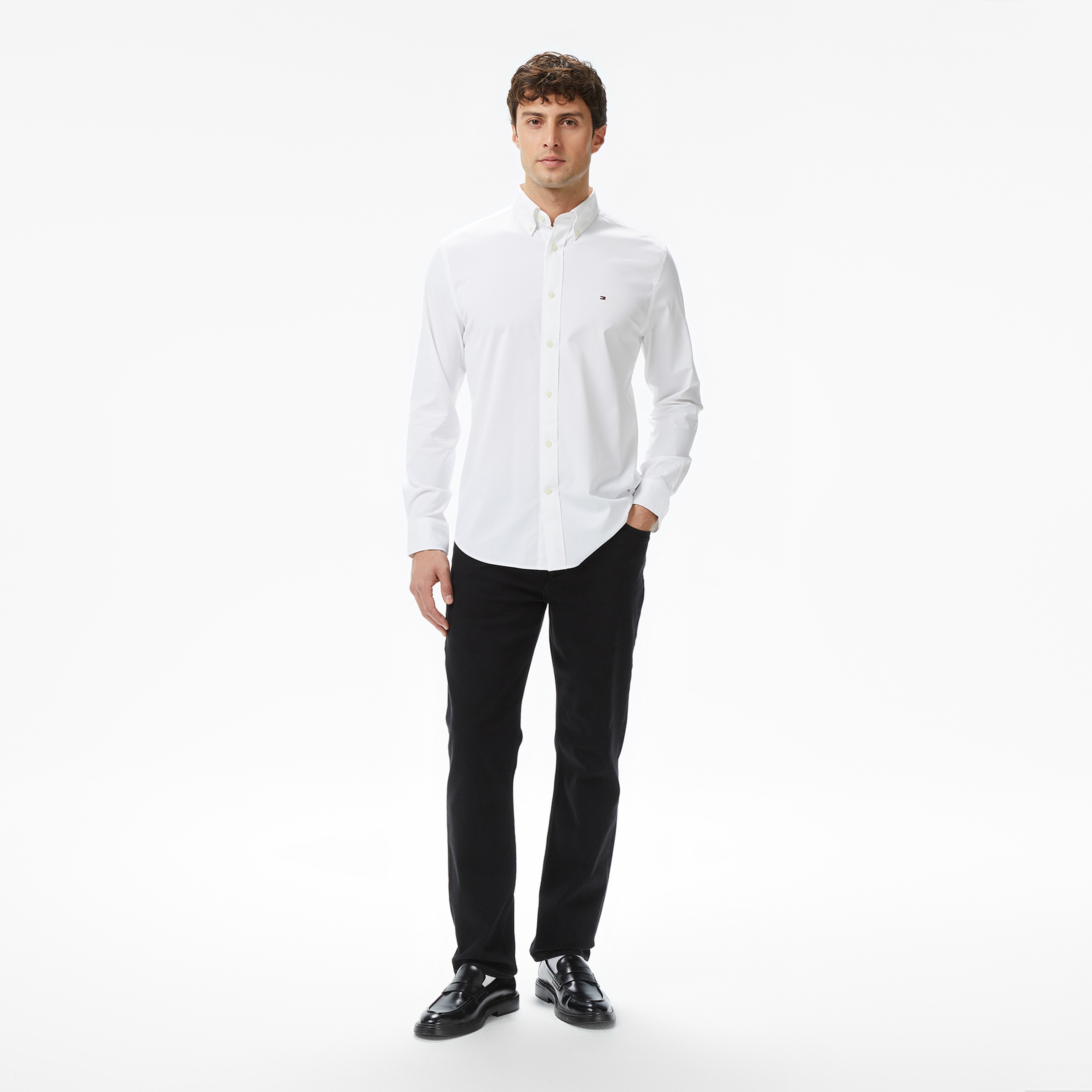 Tommy Hilfiger Performance Twill Erkek Beyaz Gömlek