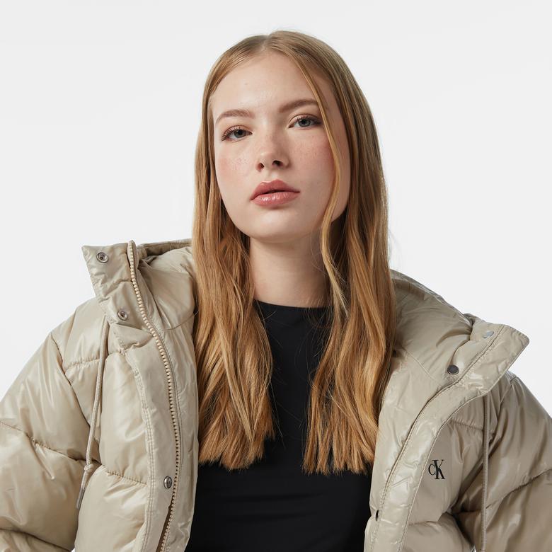 Calvin Klein Shine Puffer Kadın Bej Mont