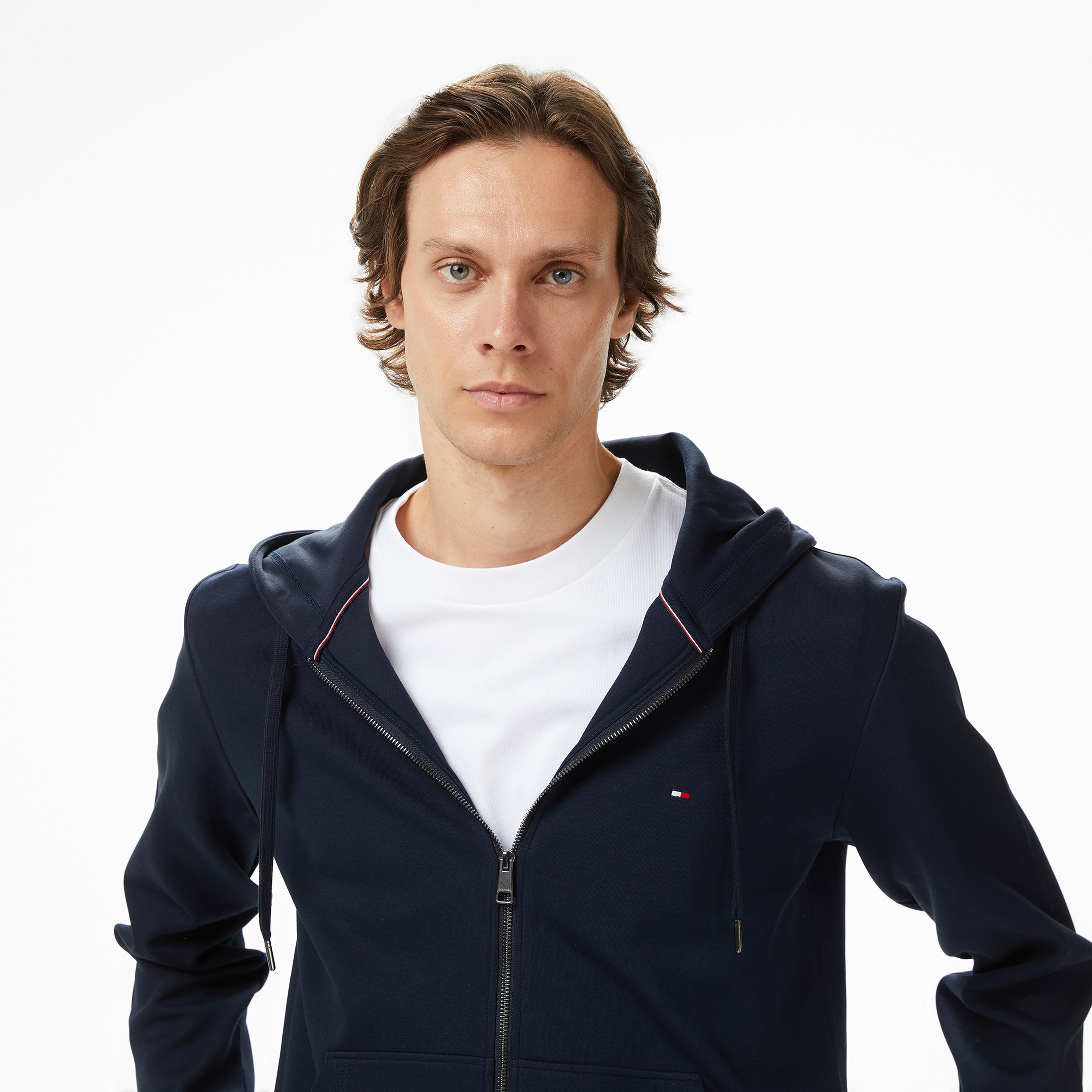 Tommy Hilfiger Essential İntechno Through Erkek Lacivert Kapüşonlu Ceket