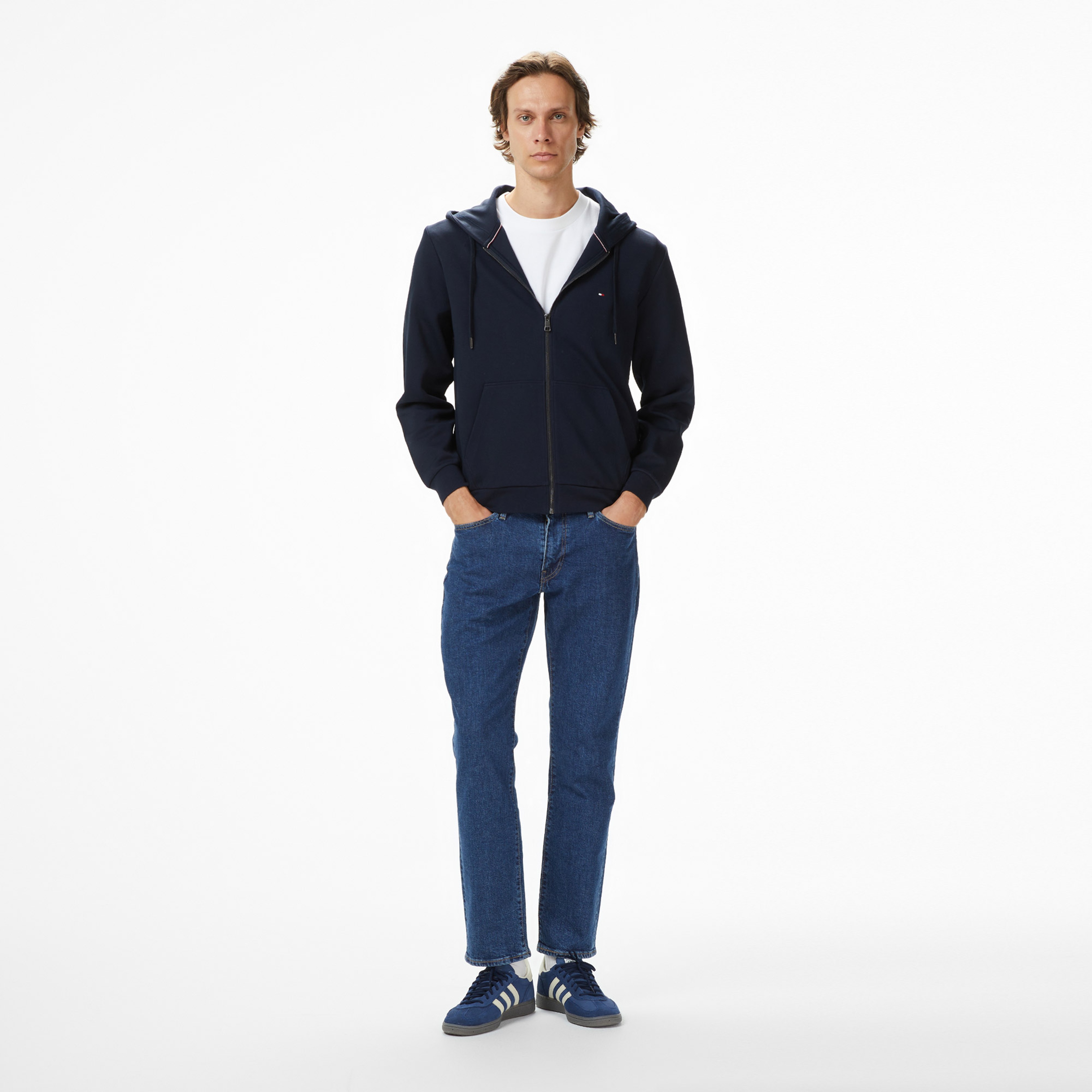 Tommy Hilfiger Essential İntechno Through Erkek Lacivert Kapüşonlu Ceket