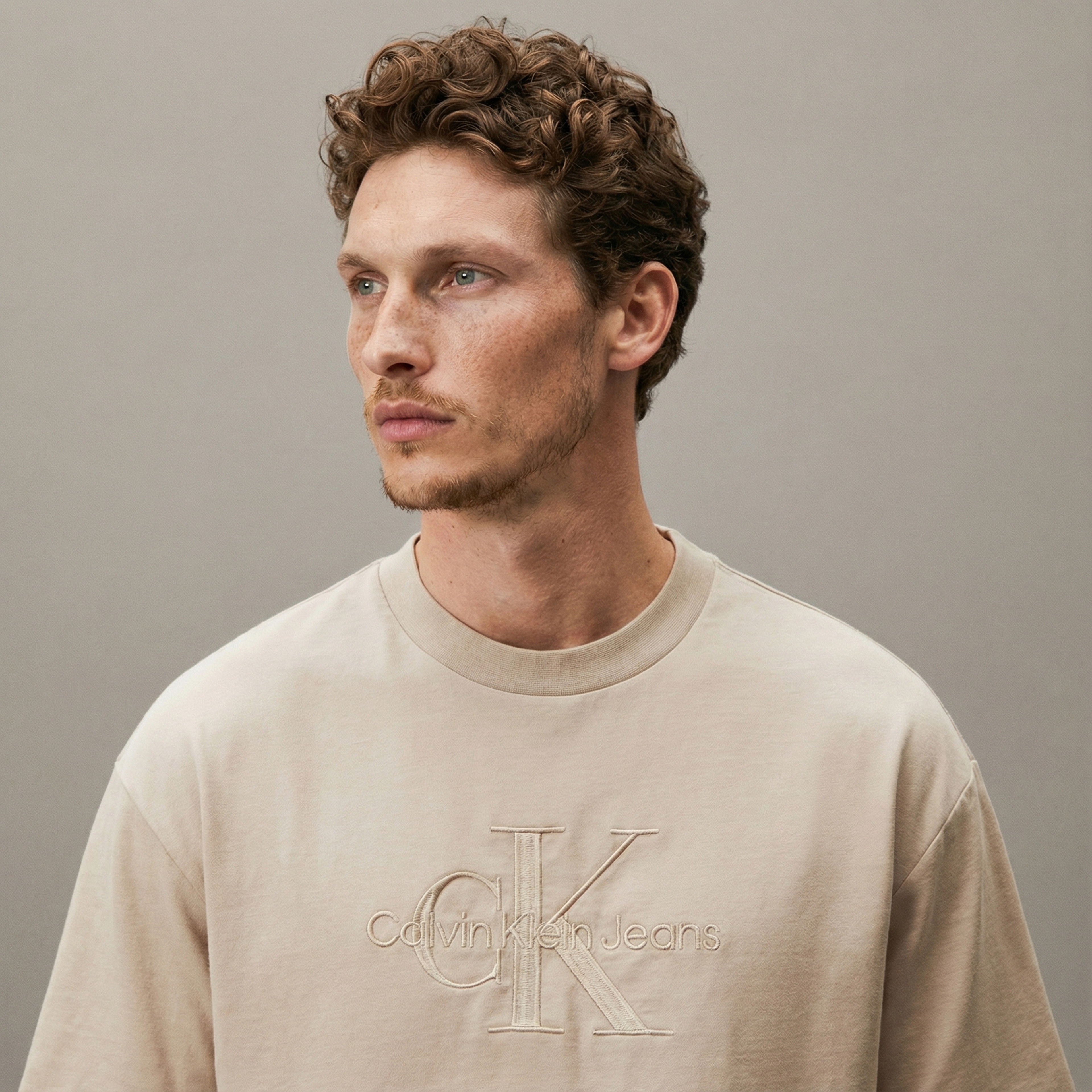 Calvin Klein Low Erkek Bej T-Shirt