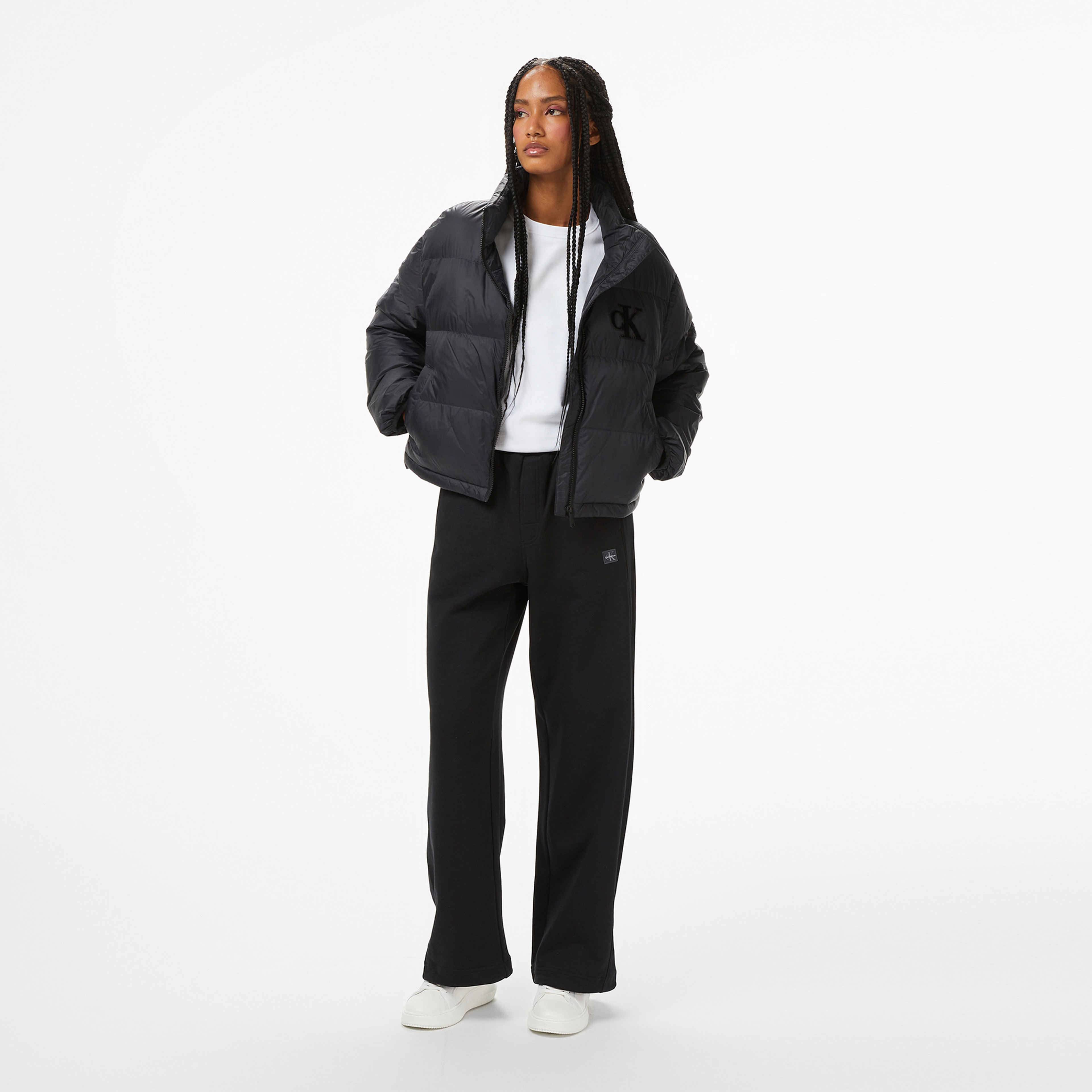 Calvin Klein Graphic Logo Puffer Kadın Siyah Mont