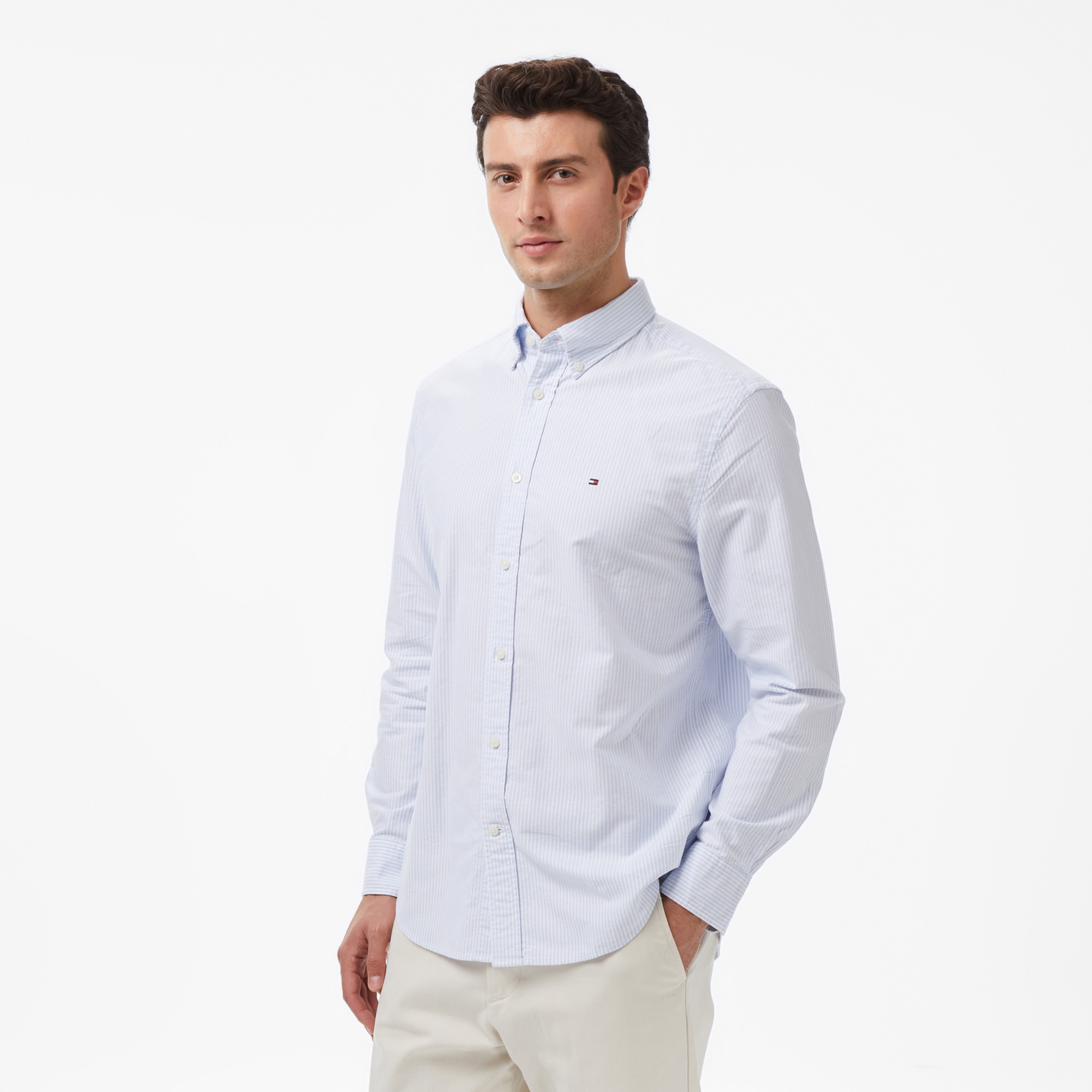 Tommy Hilfiger Heritage Oxford Stripe Erkek Mavi Gömlek