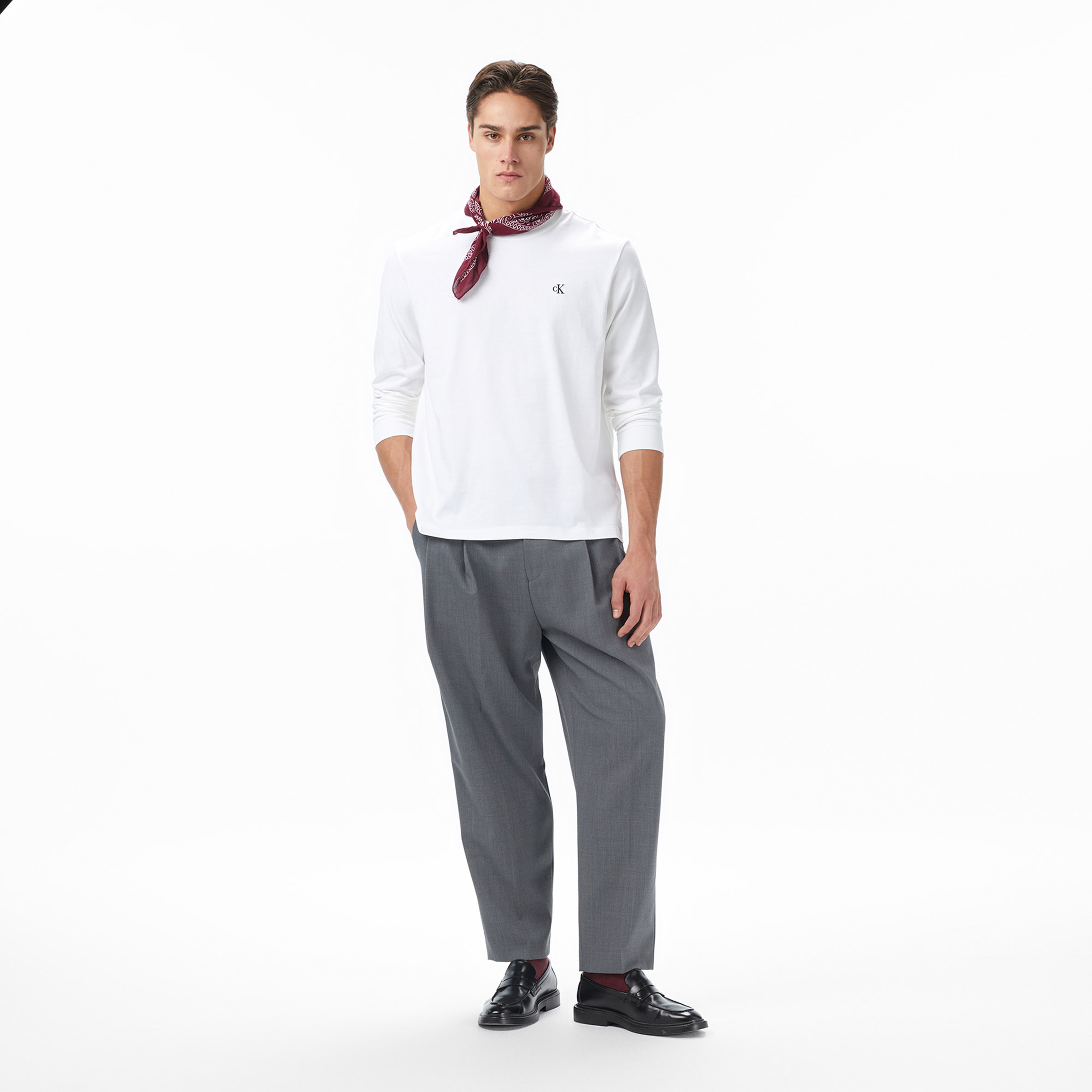 Calvin Klein Easy Monogram Erkek Beyaz T-Shirt