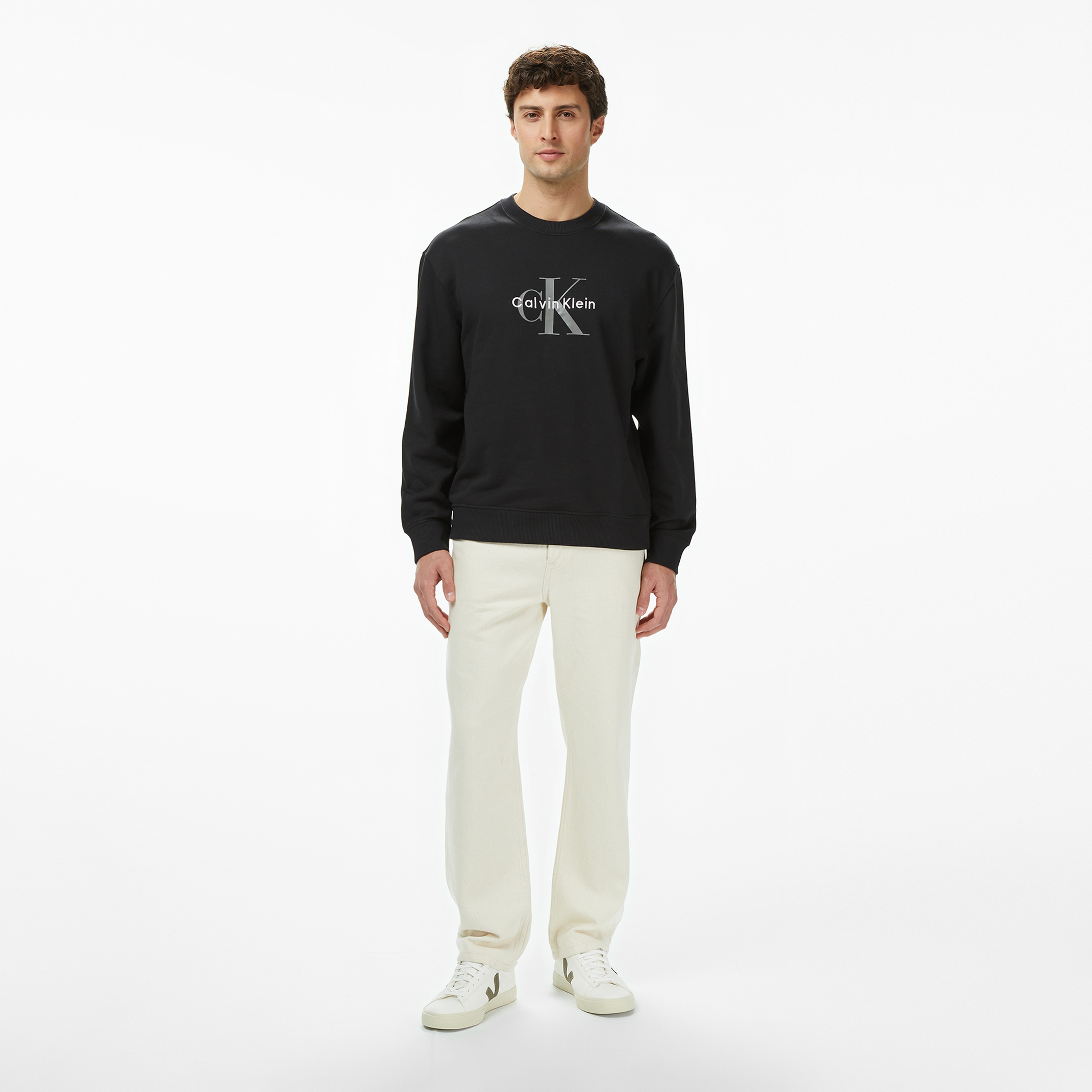 Calvin Klein Terry Monologo Erkek Siyah Sweatshirt