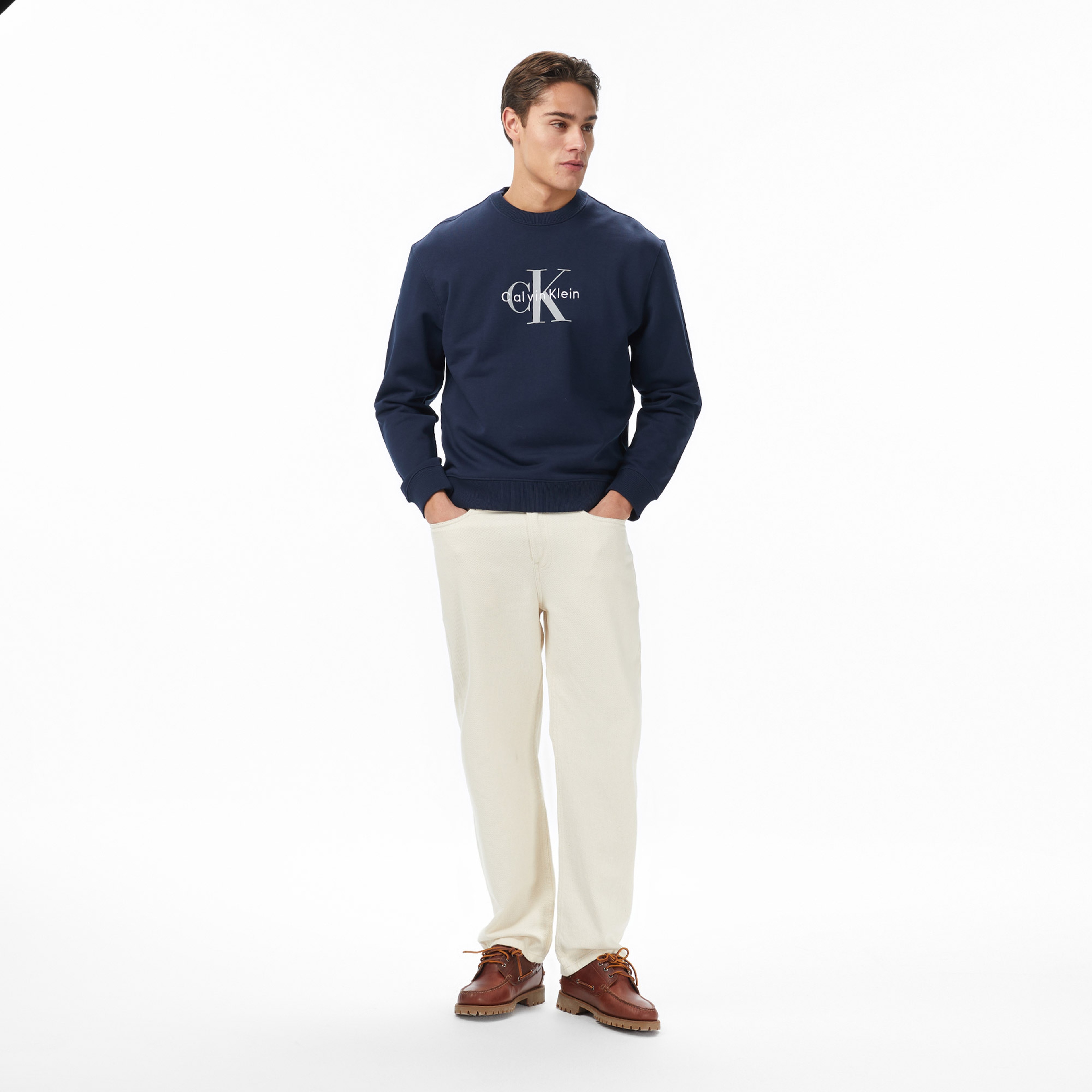 Calvin Klein Terry Monologo Erkek Lacivert Sweatshirt