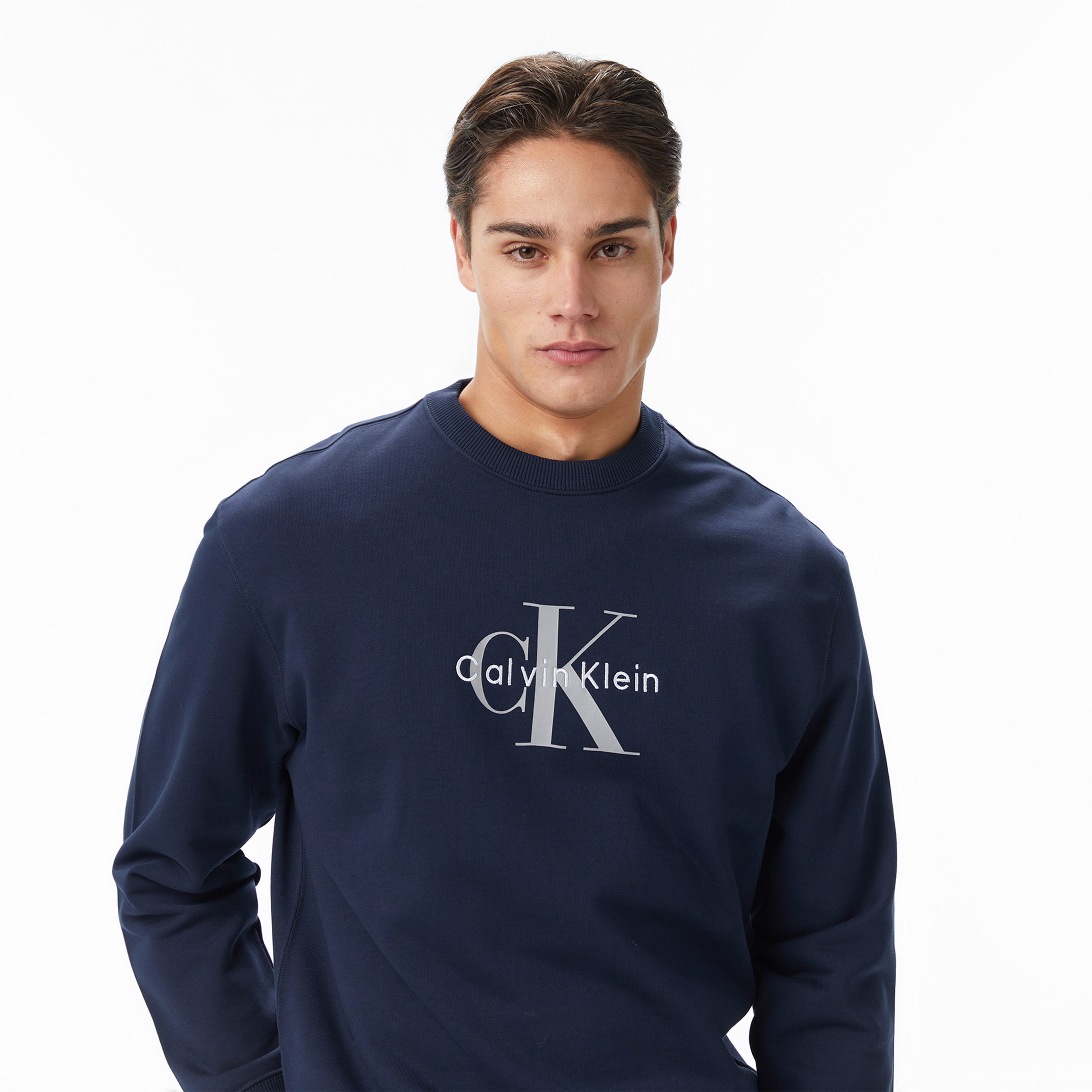 Calvin Klein Terry Monologo Erkek Lacivert Sweatshirt
