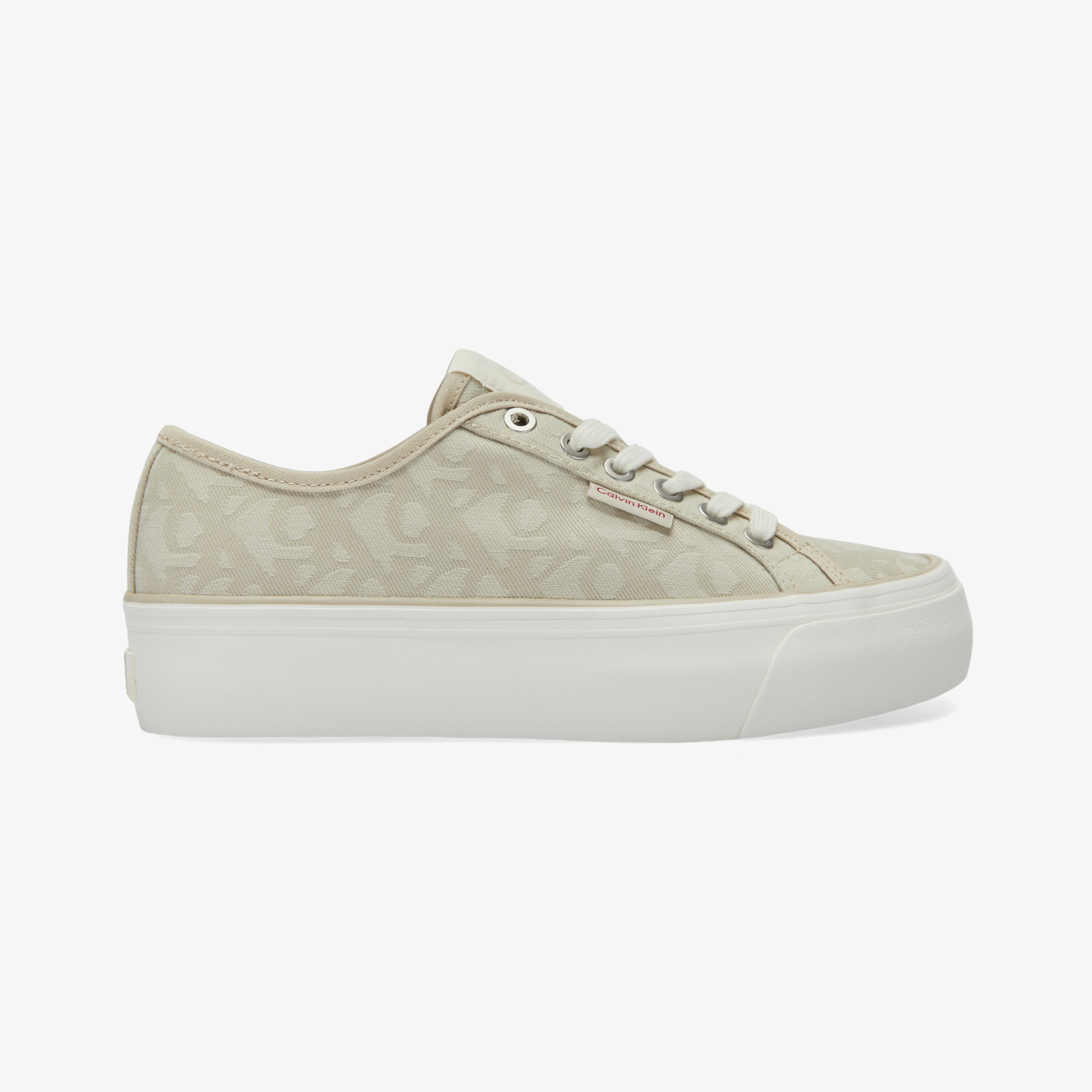 Calvin Klein Flat Jacquard Kadın Bej Sneaker