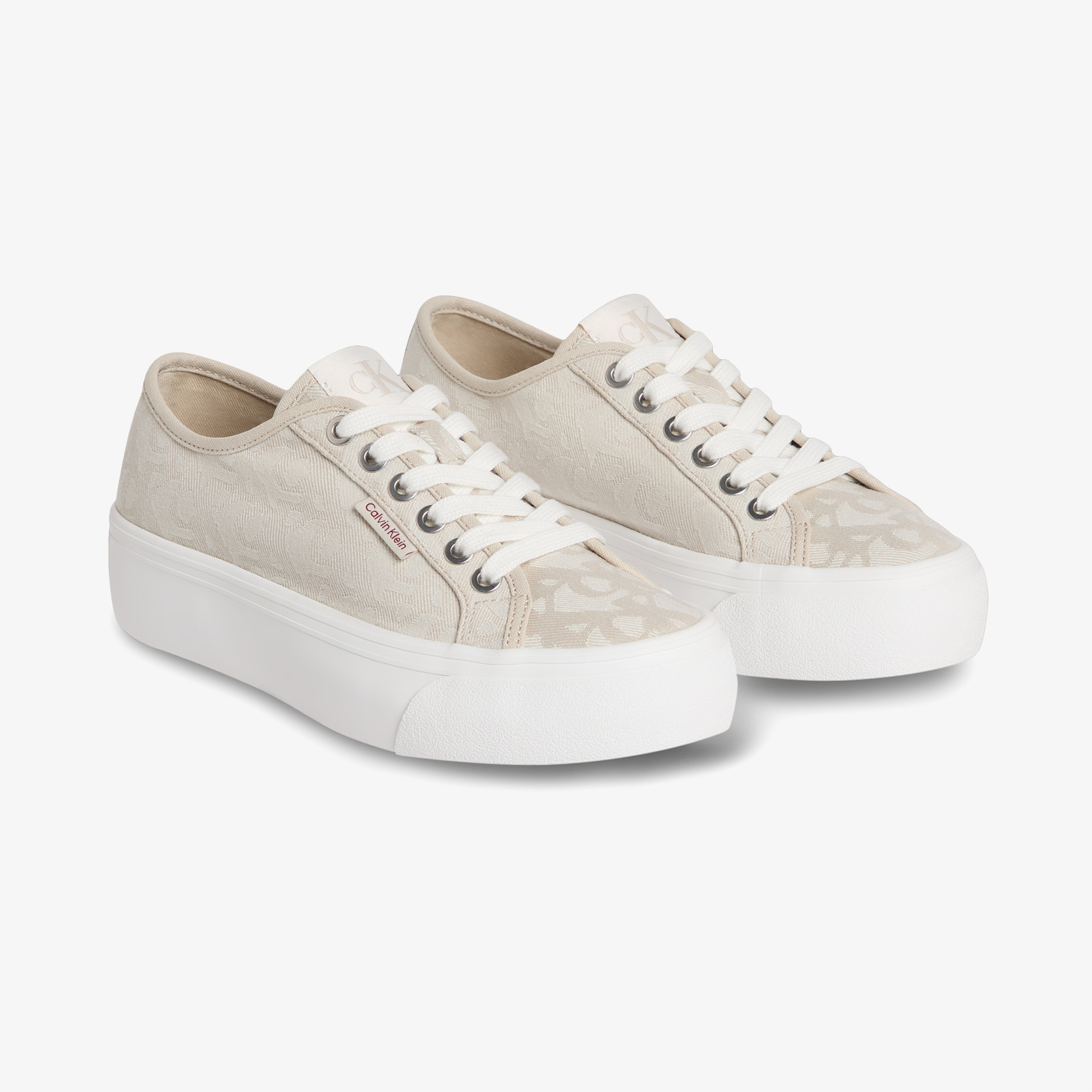 Calvin Klein Flat Jacquard Kadın Bej Sneaker