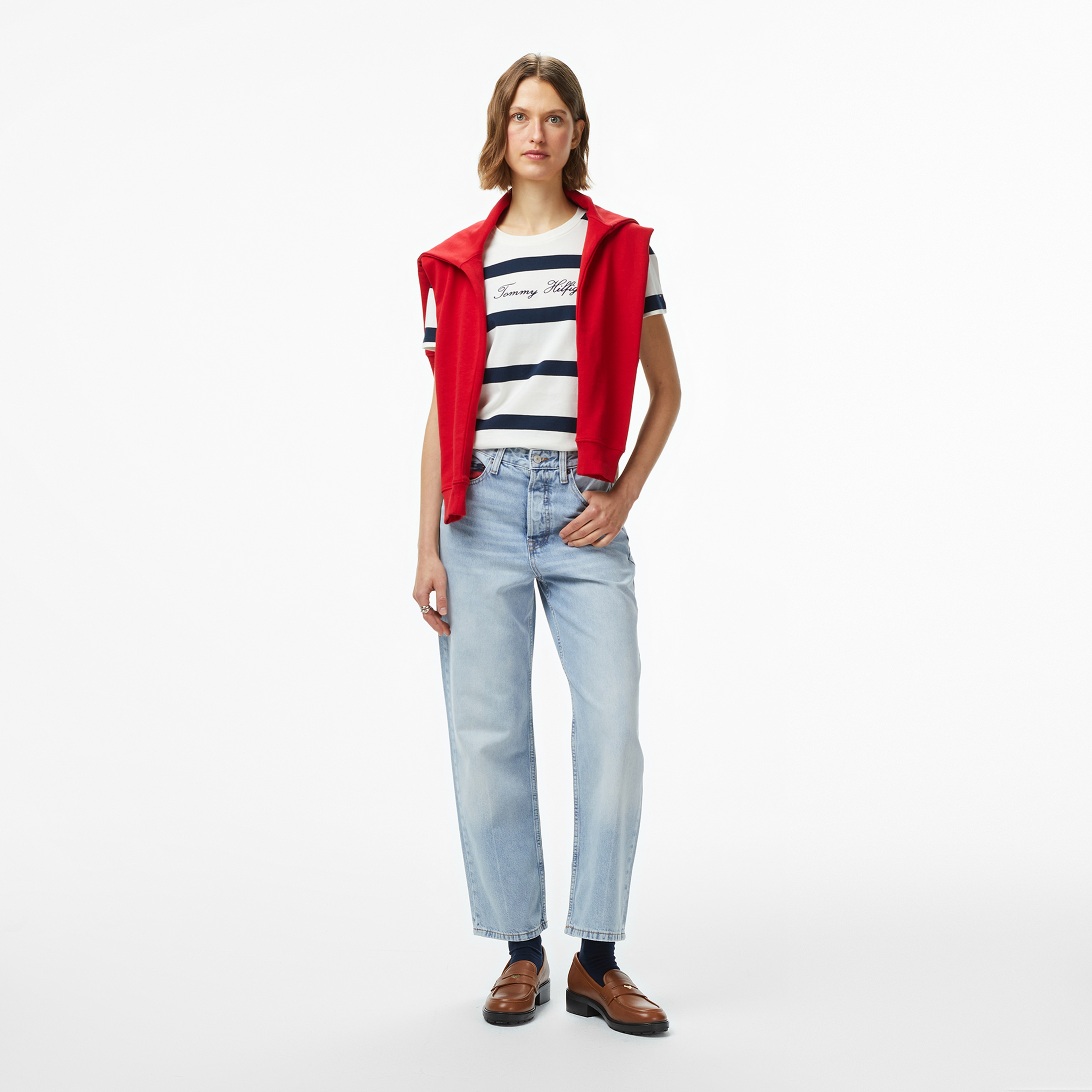 Tommy Hilfiger Script Regular Kadın Mavi T-Shirt