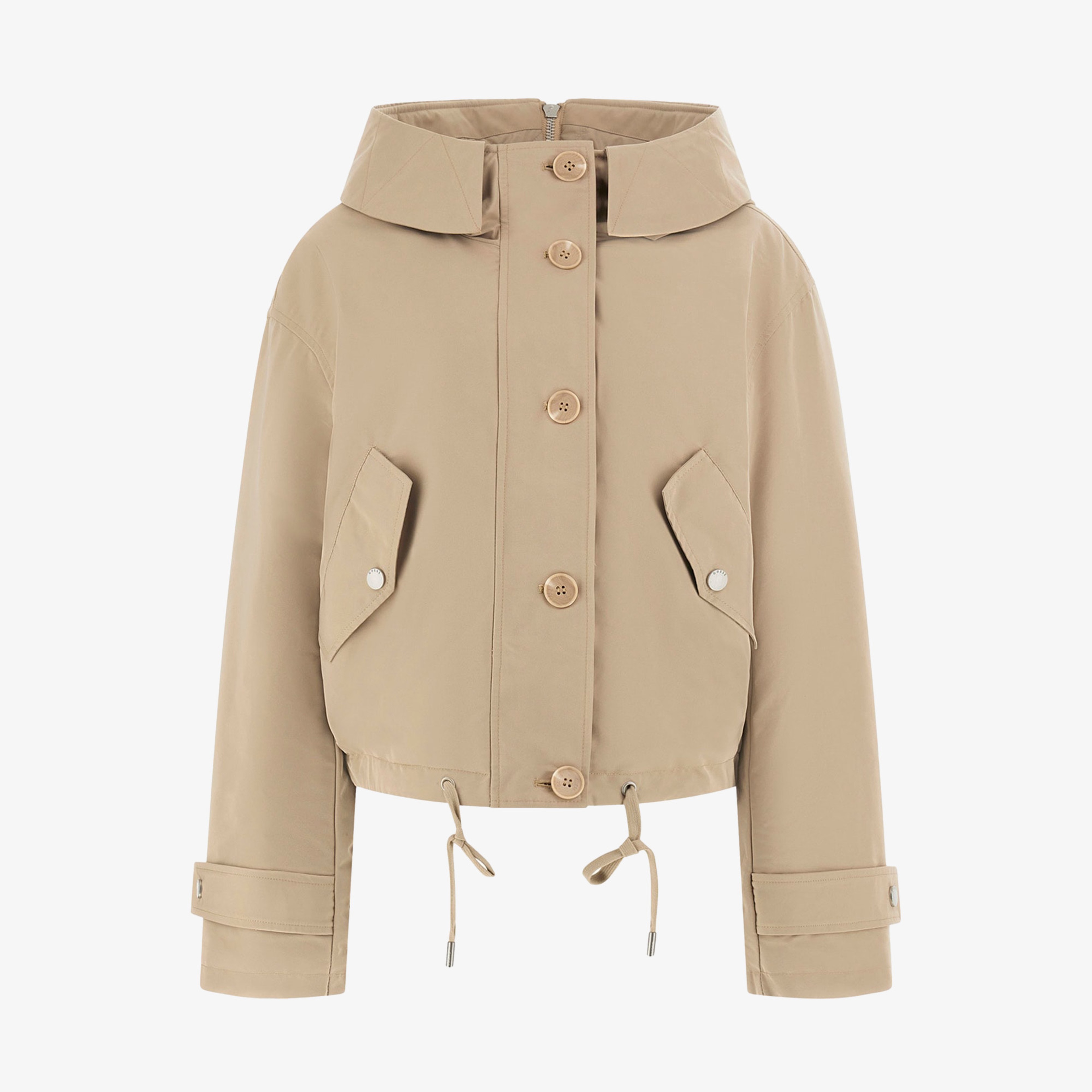 Guess Nora Cropped Canvas Kadın Bej Parka Mont