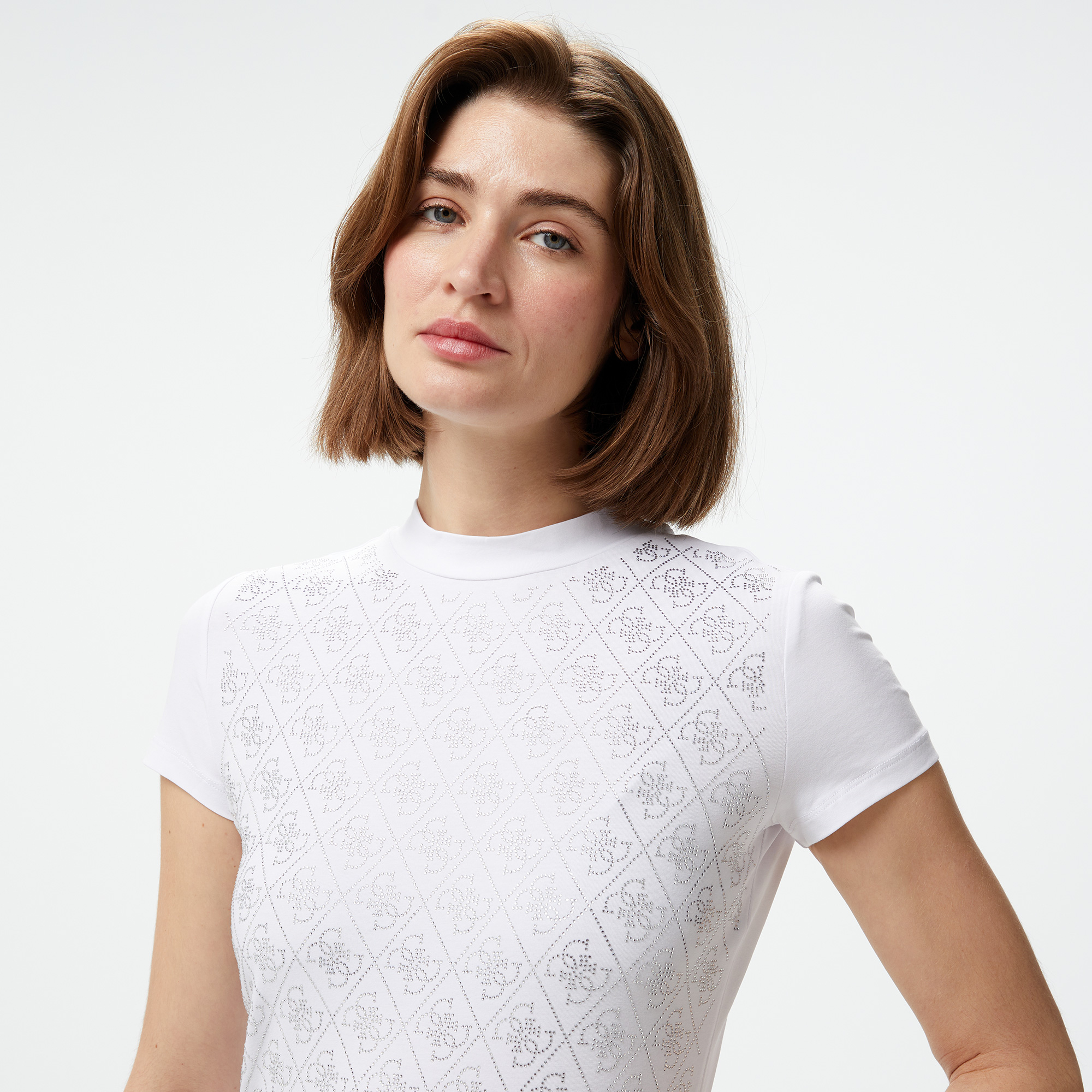 Guess Mock Kadın Beyaz T-Shirt