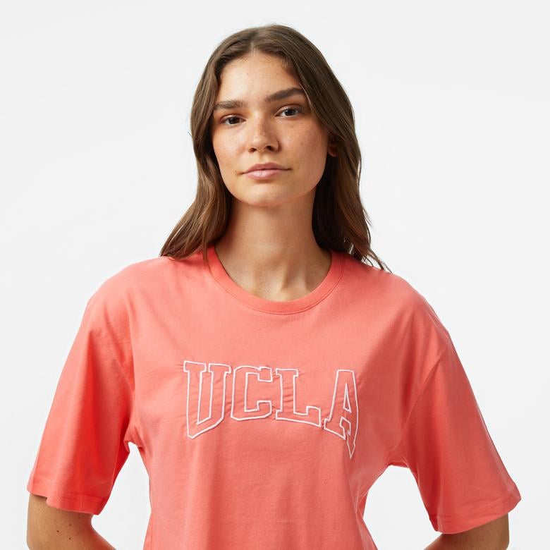 Ucla Helena Kadın Pembe Bisiklet Yaka Crop T-Shirt