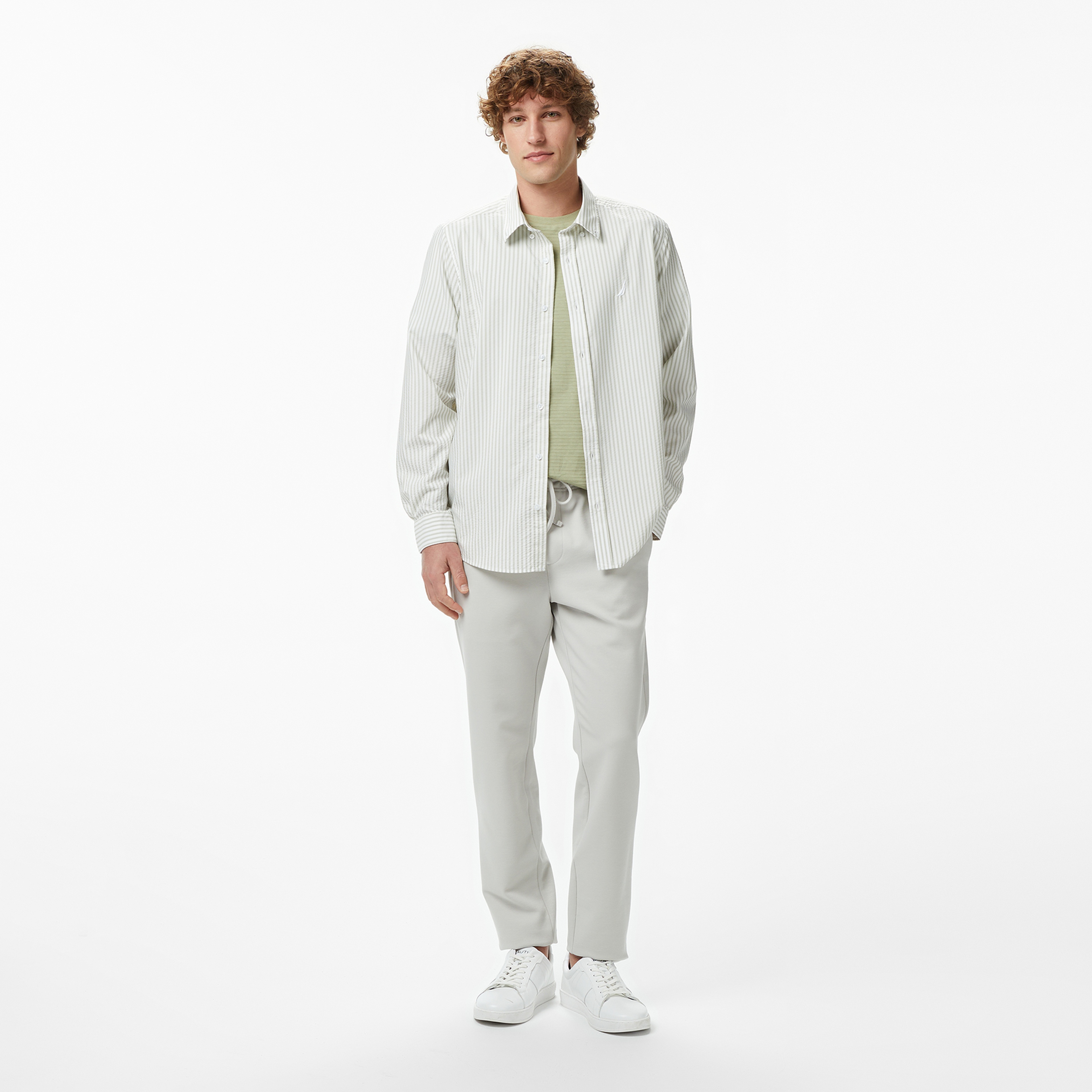 Nautica Erkek Yeşil Regular Fit Çizgili Gömlek