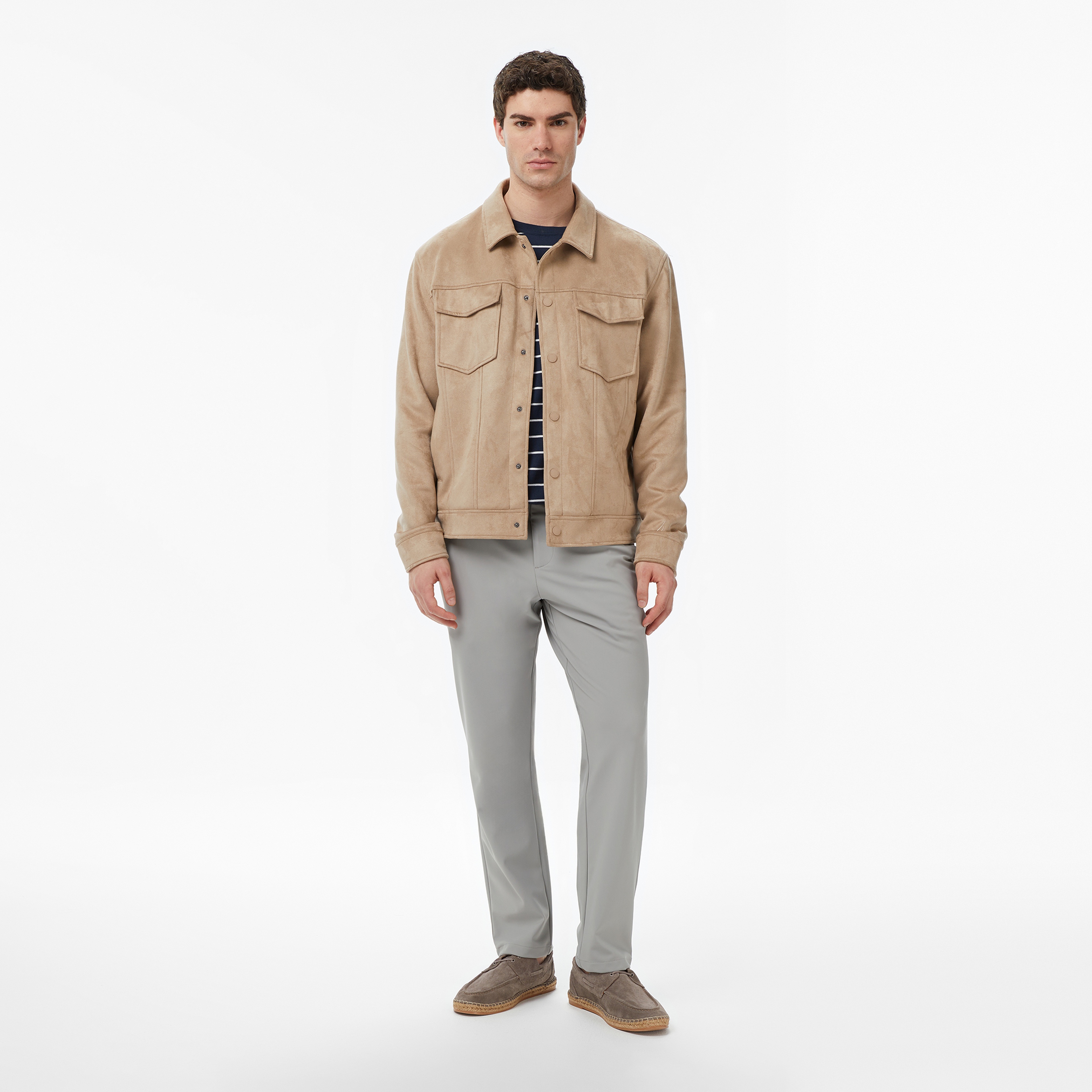 Nautica Erkek Bej Regular Fit Süet Ceket