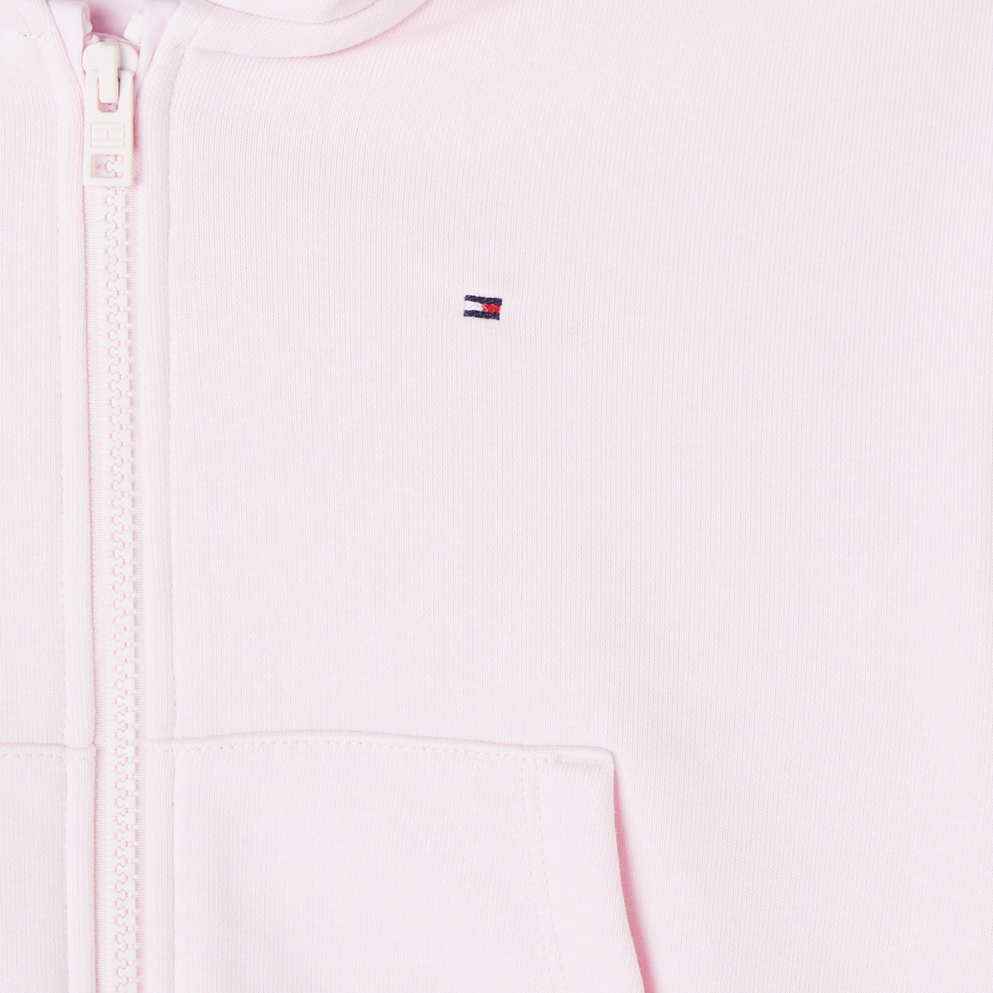 Tommy Hilfiger Puff Print Çocuk Fermuarlı Pembe Hoodie