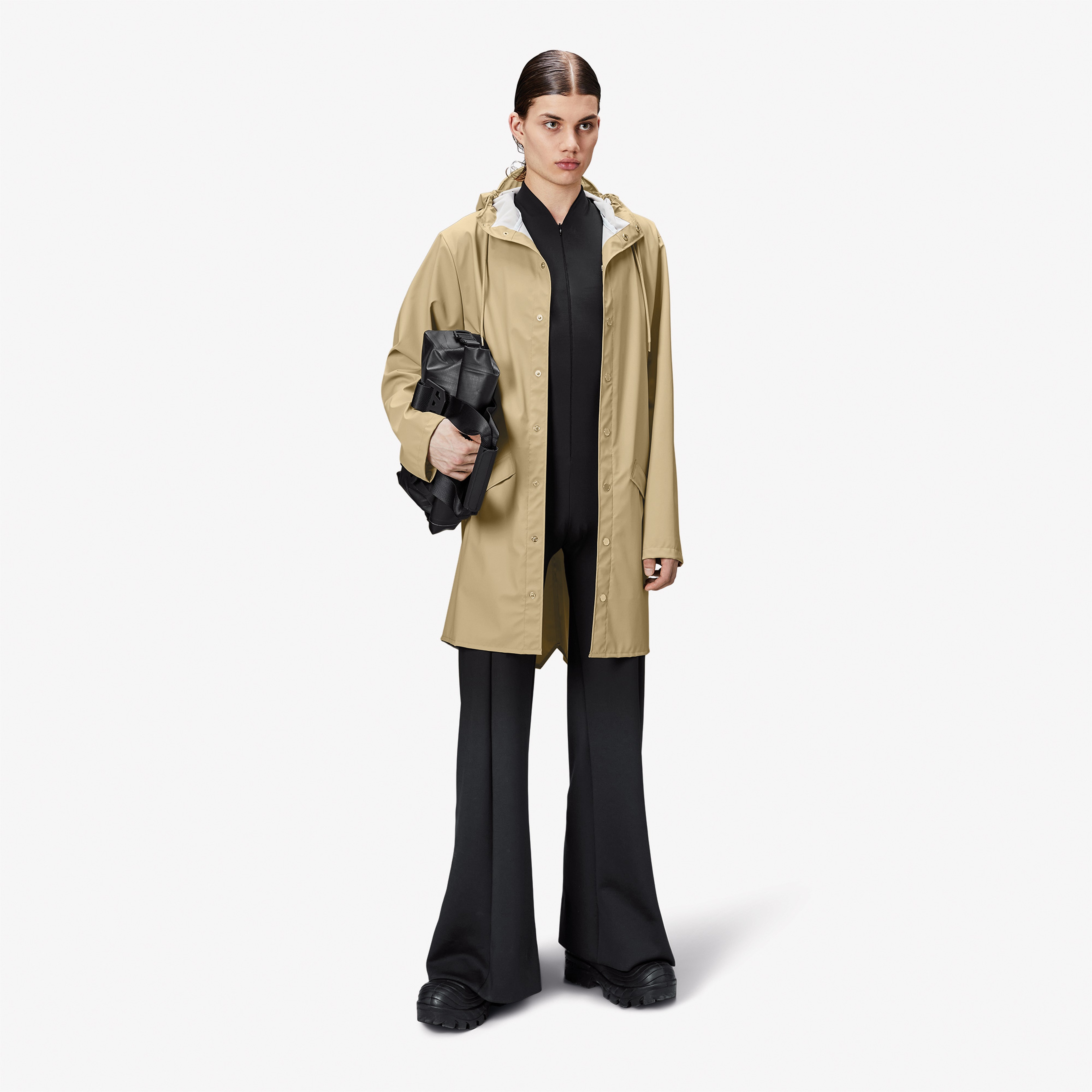 Rains Long Unisex Bej Yağmurluk