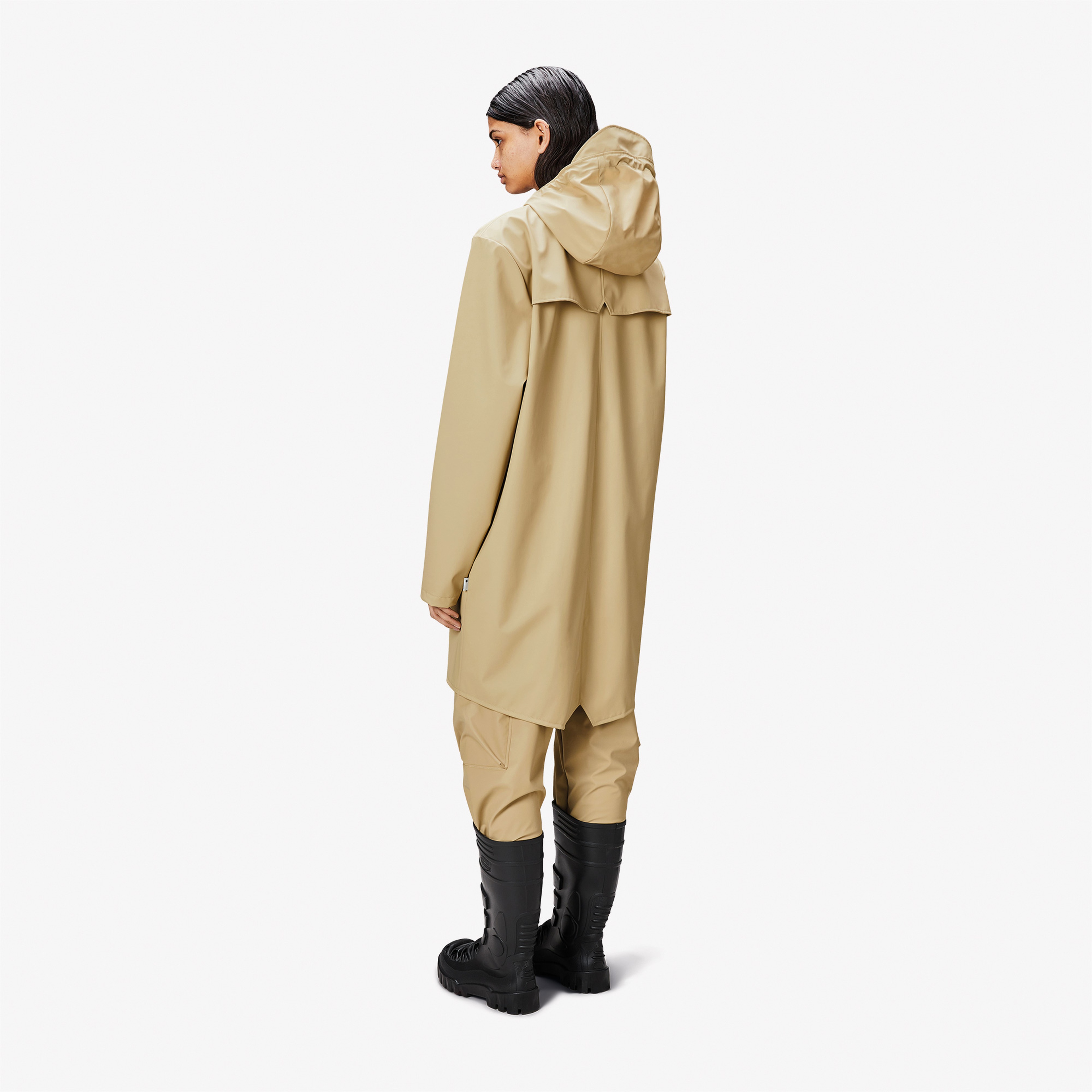 Rains Long Unisex Bej Yağmurluk