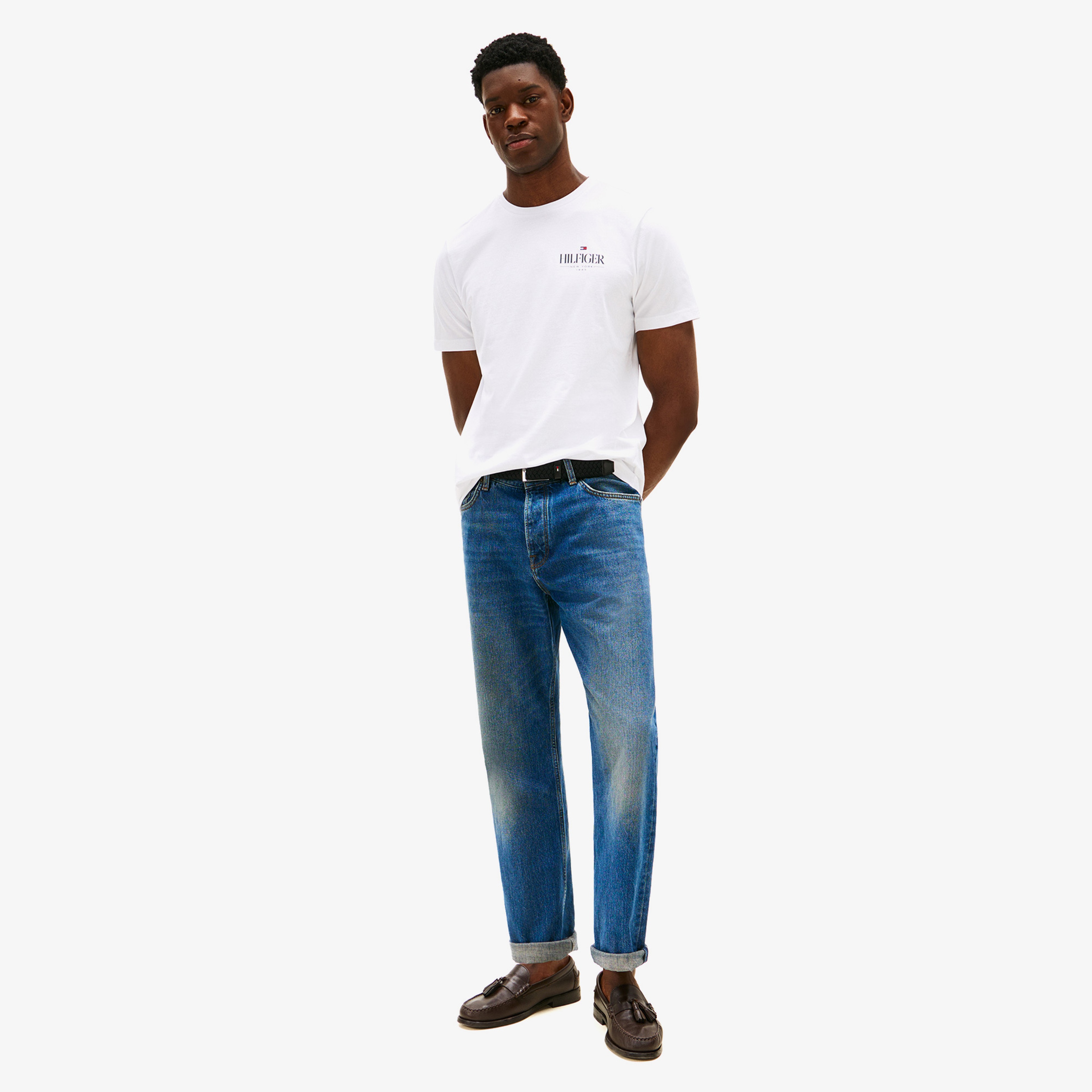 Tommy Hilfiger Stack Erkek Beyaz T-Shirt