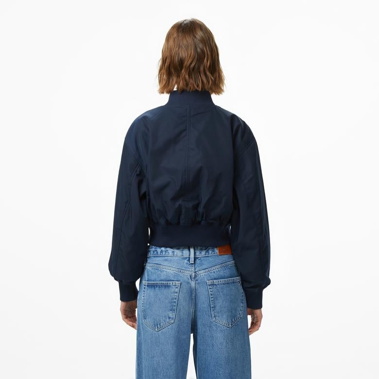 Tommy Hilfiger Nylon Regular Cropped Kadın Bomber Lacivert Ceket