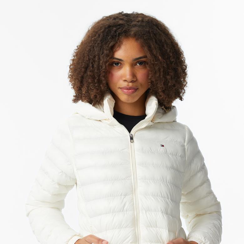 Tommy Hilfiger Padded Slim Kadın Puffer Beyaz Mont