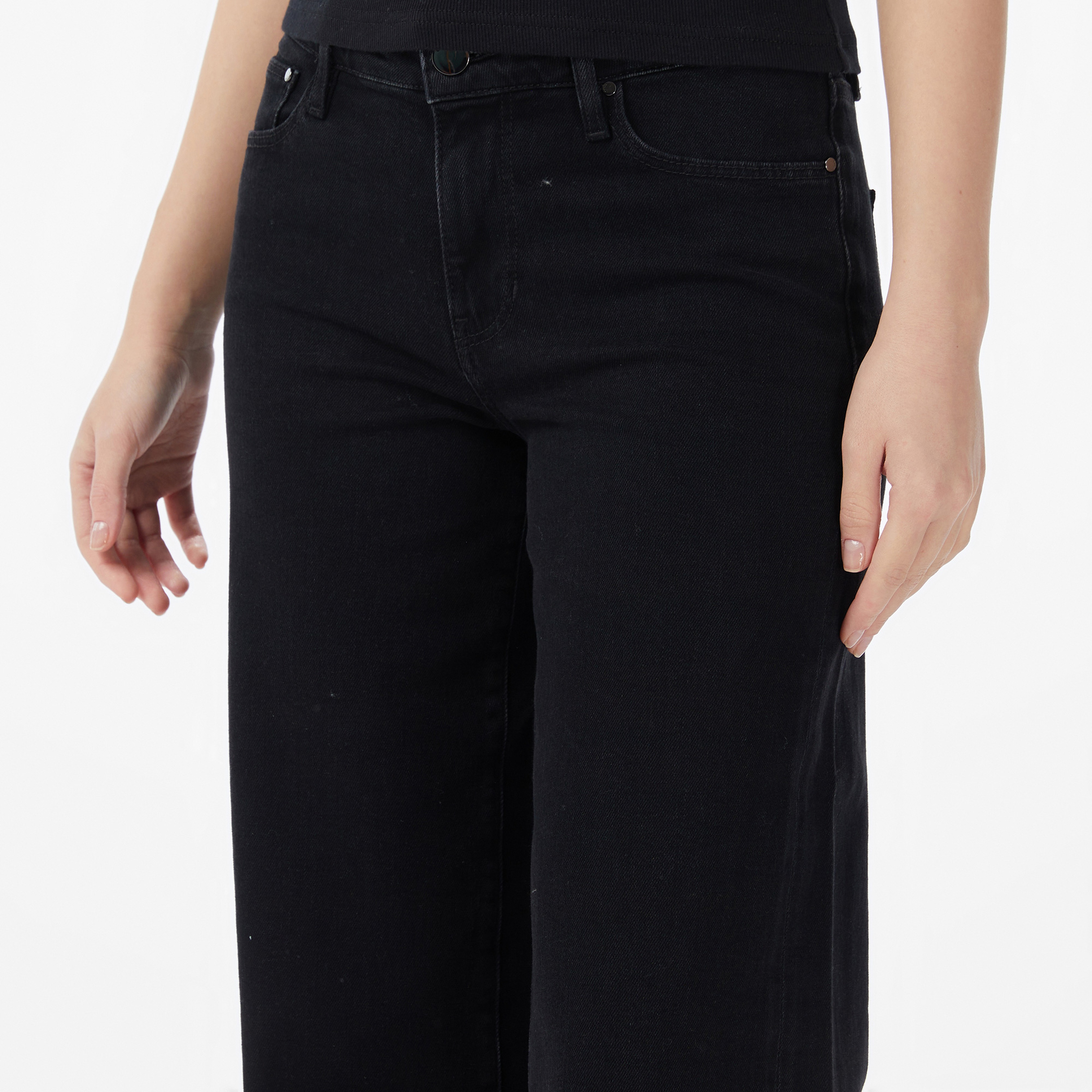 Guess Bellaggio Kaşmir Karışımlı Palazzo Fit Kadın Siyah Jean