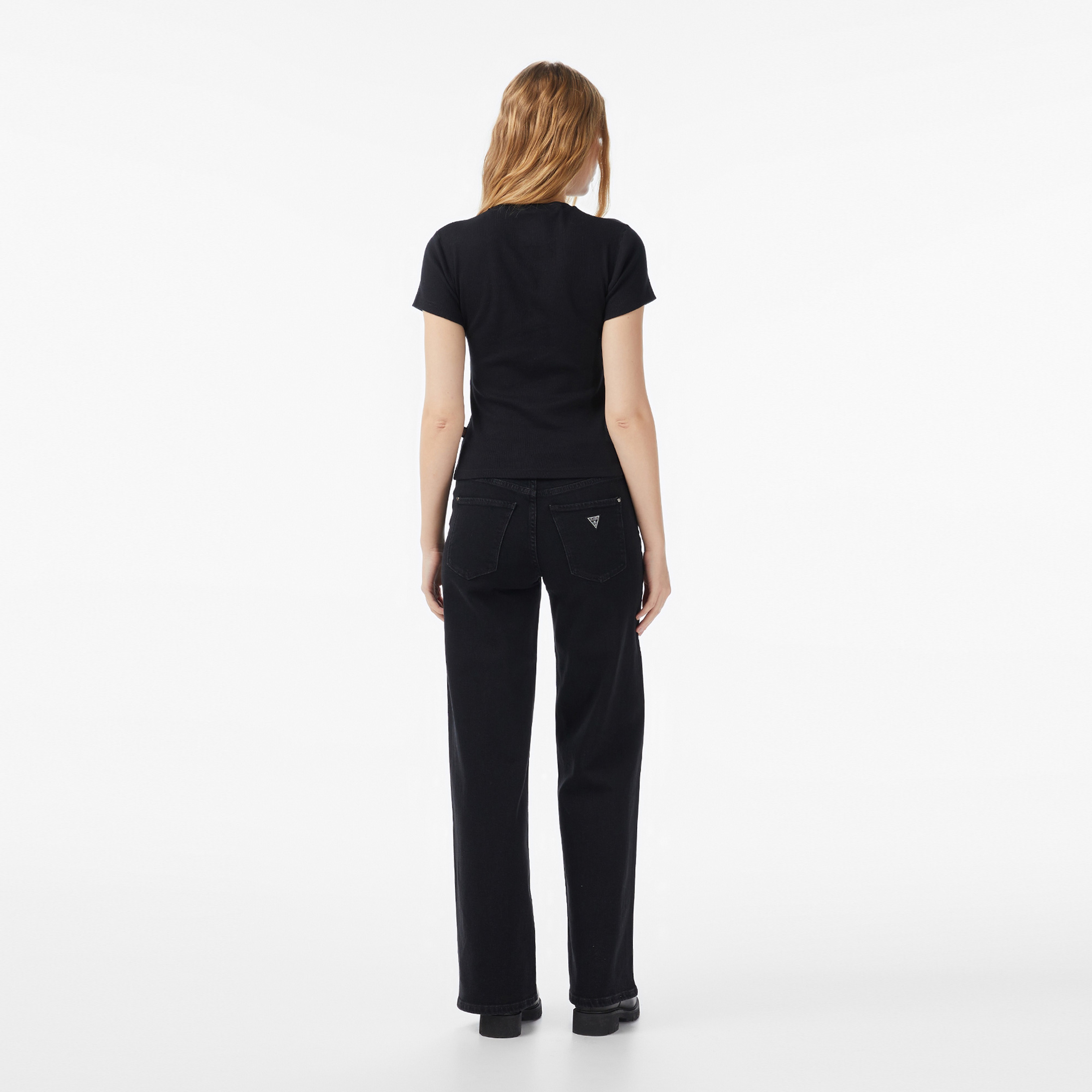 Guess Bellaggio Kaşmir Karışımlı Palazzo Fit Kadın Siyah Jean
