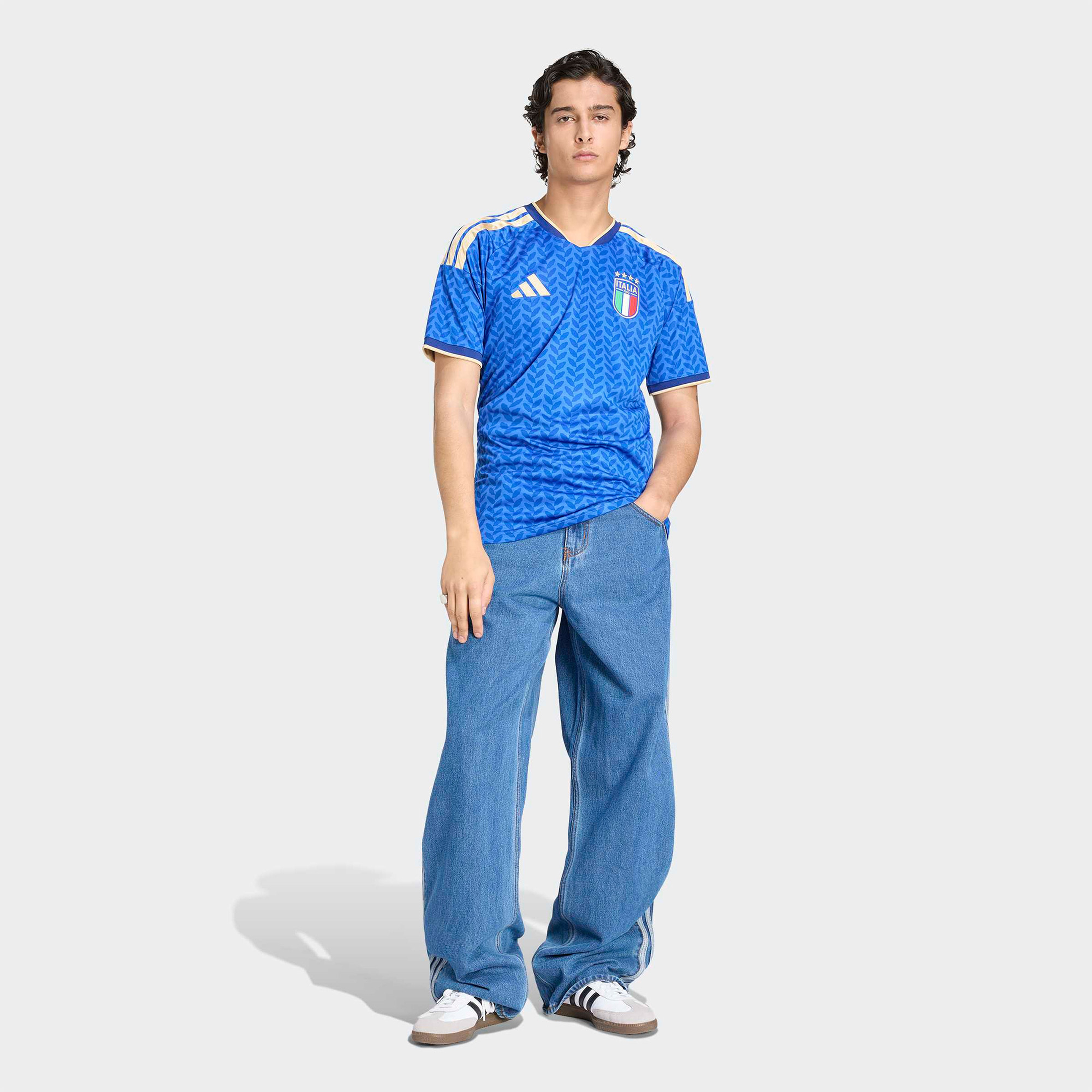 adidas İtalya 26 İç Saha Erkek Mavi Forma