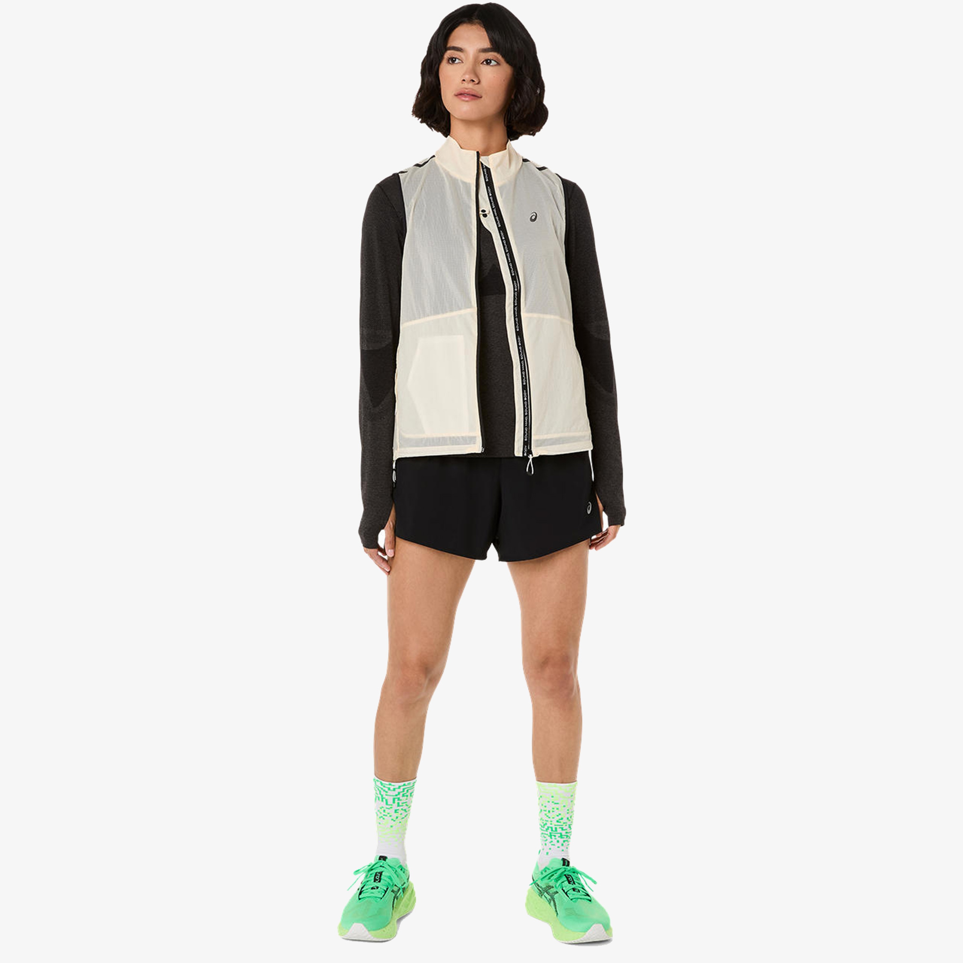Asics Metarun Packable Gilet Kadın Krem Koşu T-Shirt