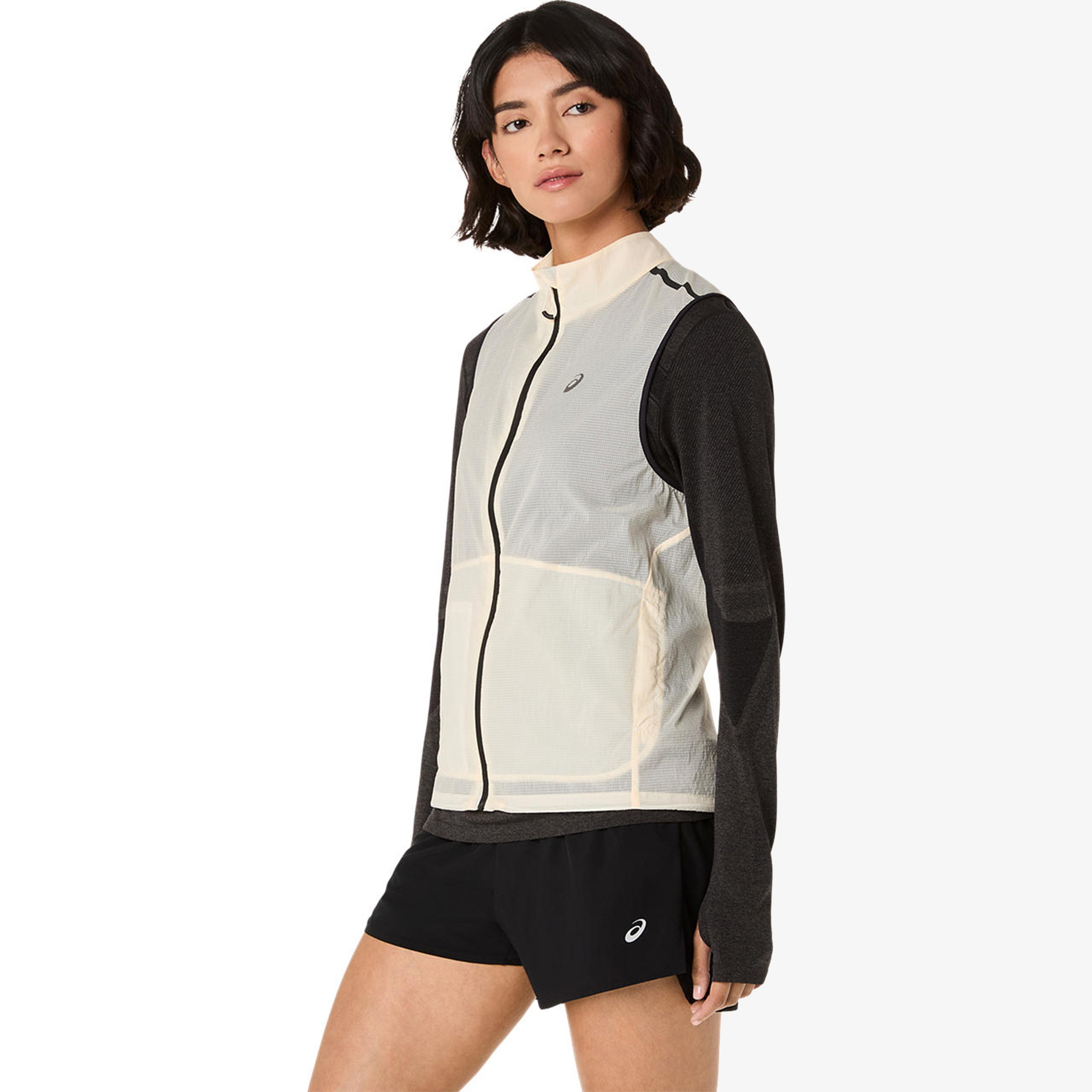 Asics Metarun Packable Gilet Kadın Krem Koşu T-Shirt