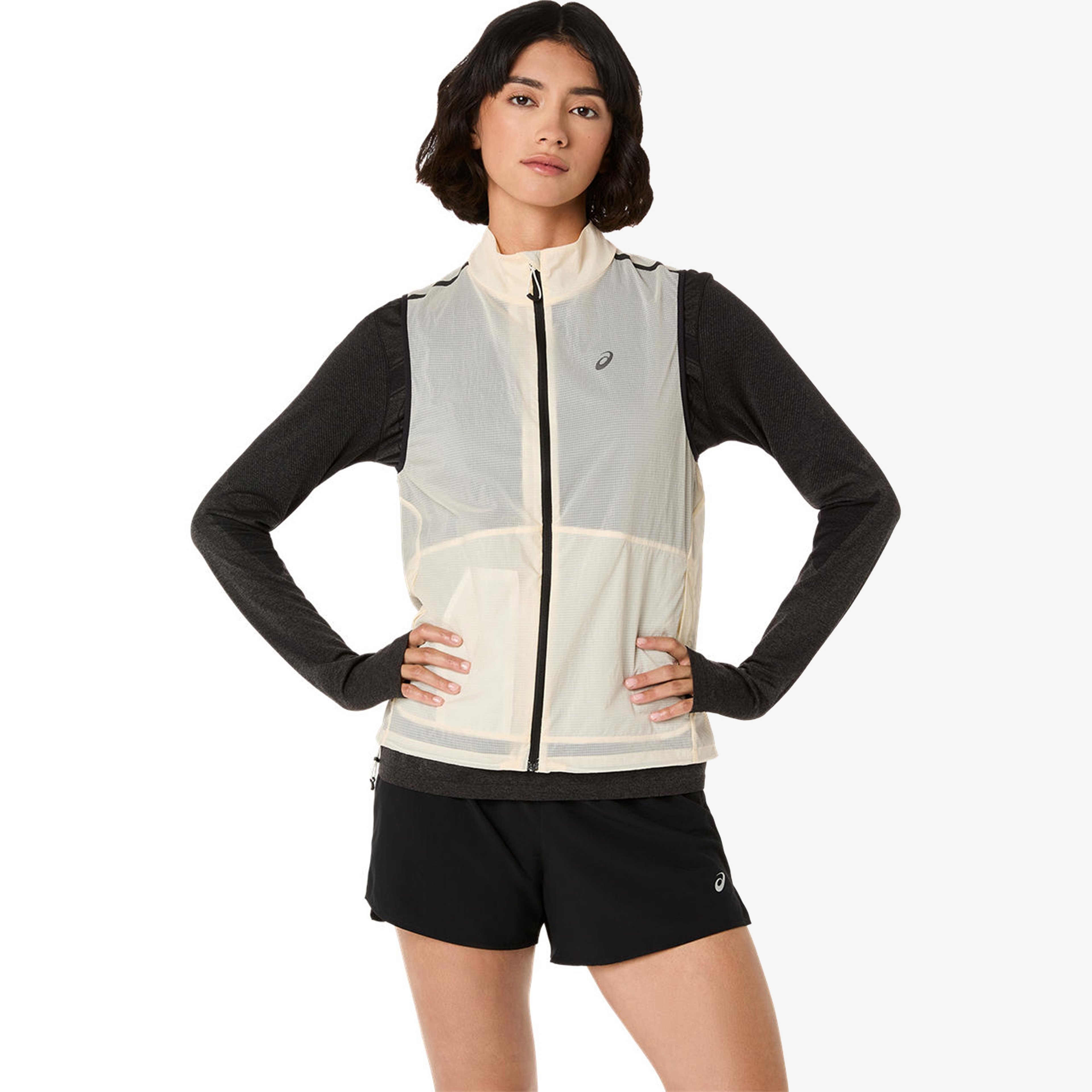 Asics Metarun Packable Gilet Kadın Krem Koşu T-Shirt