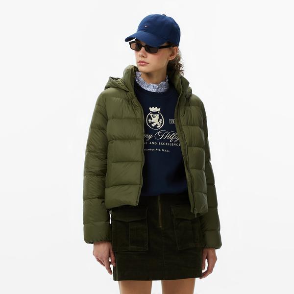 Tommy Hilfiger Casual Down Kadın Yeşil Mont