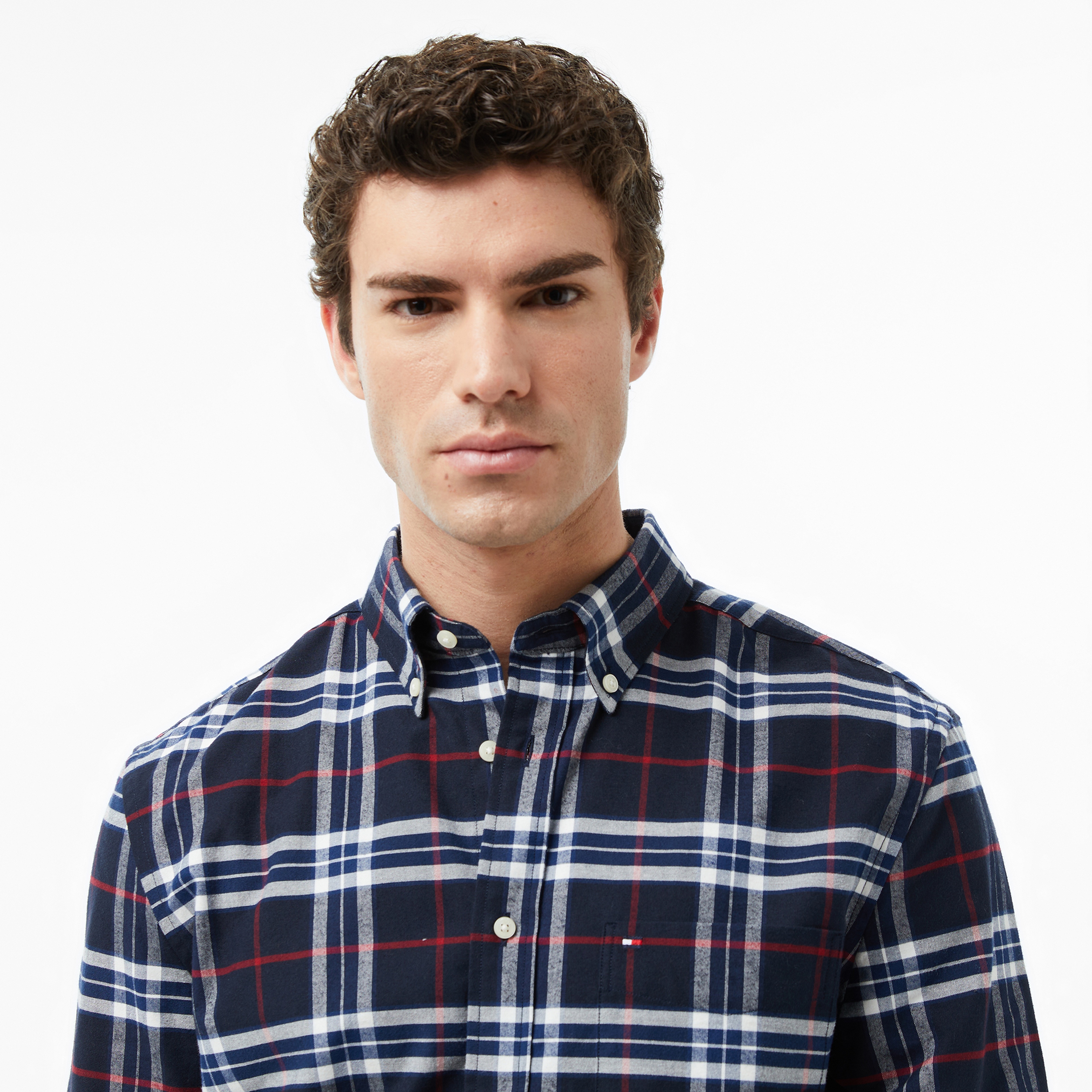 Tommy Hilfiger Brushed Oxford Erkek Mavi Gömlek