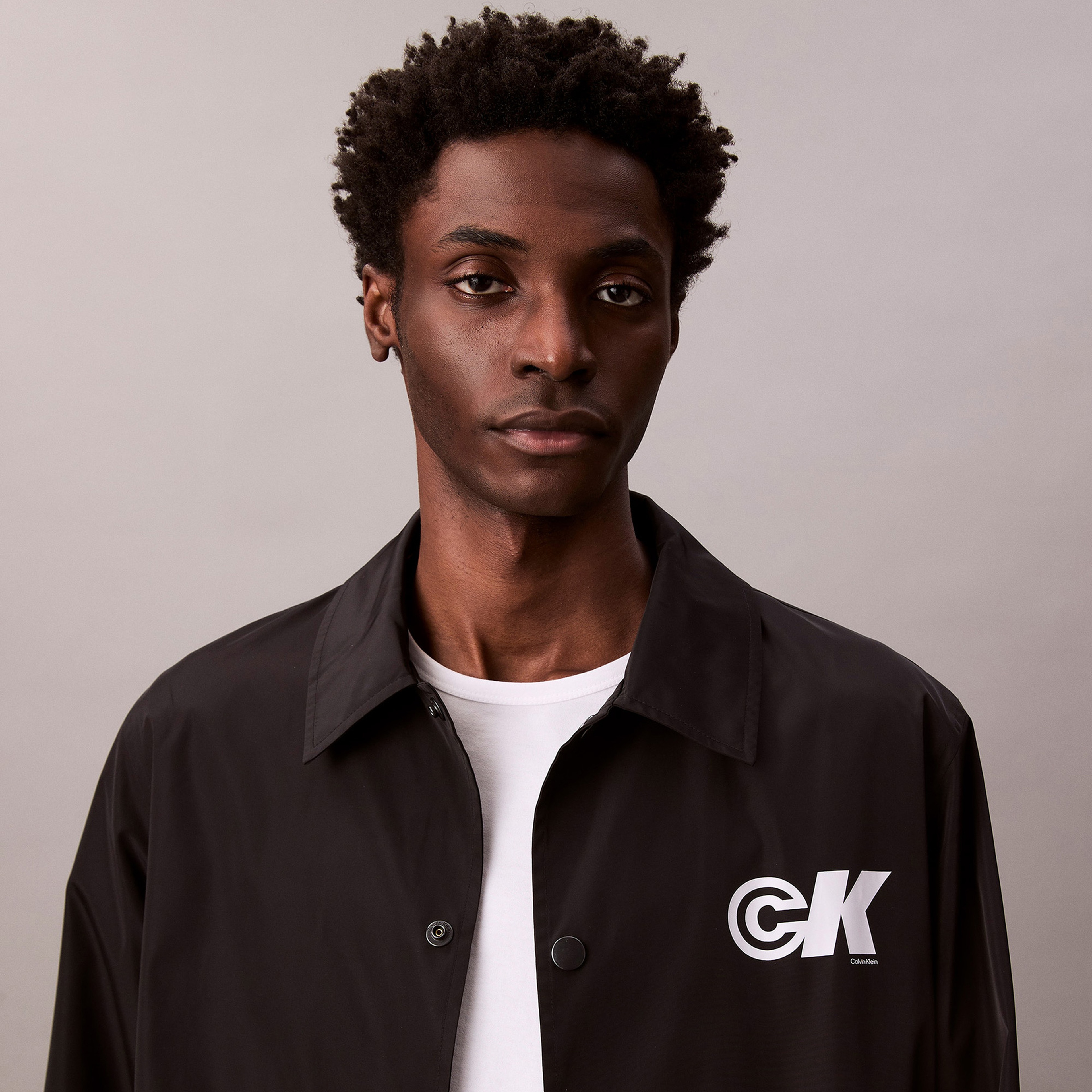 Calvin Klein Nylon Graphic Coaches Erkek Siyah Mont