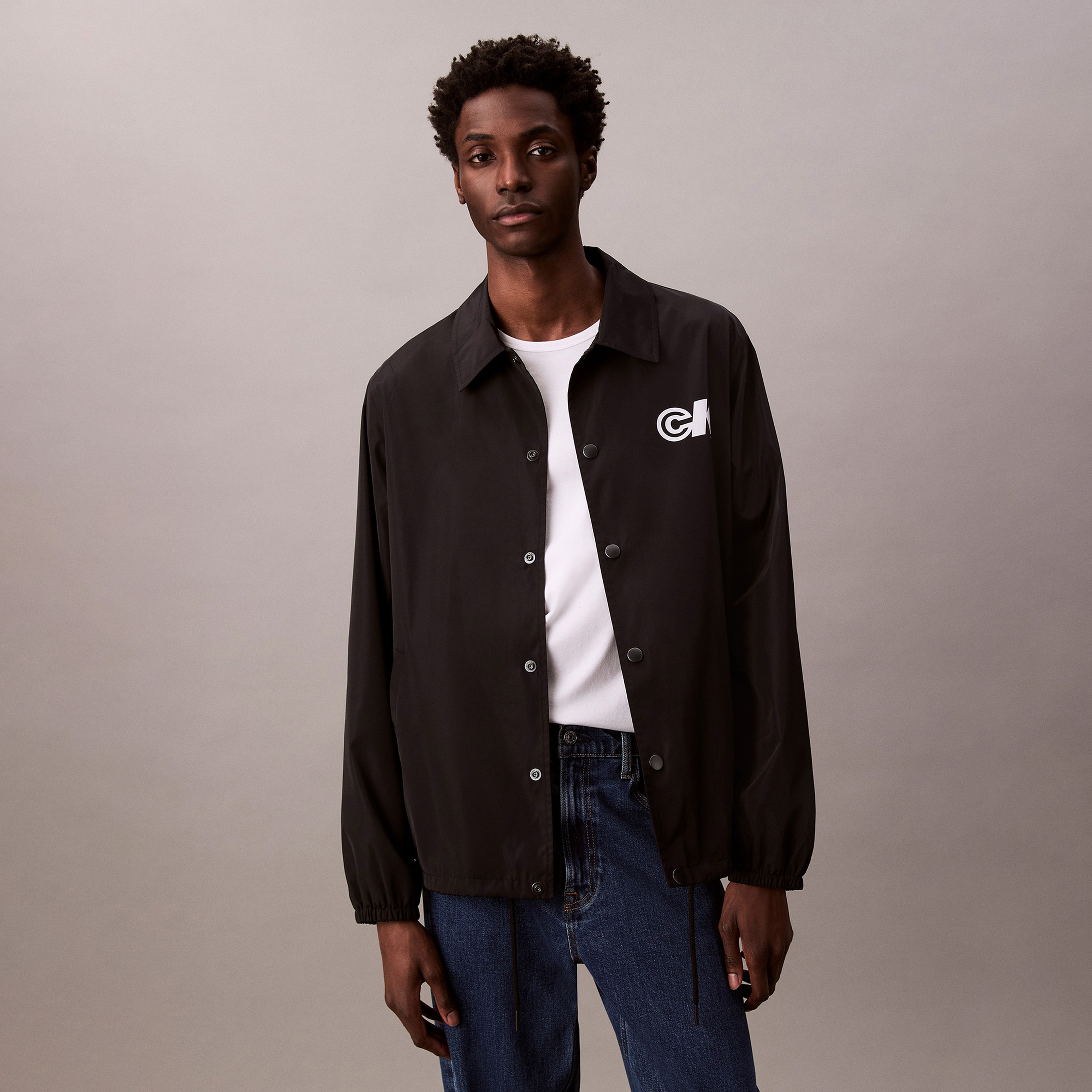 Calvin Klein Nylon Graphic Coaches Erkek Siyah Mont