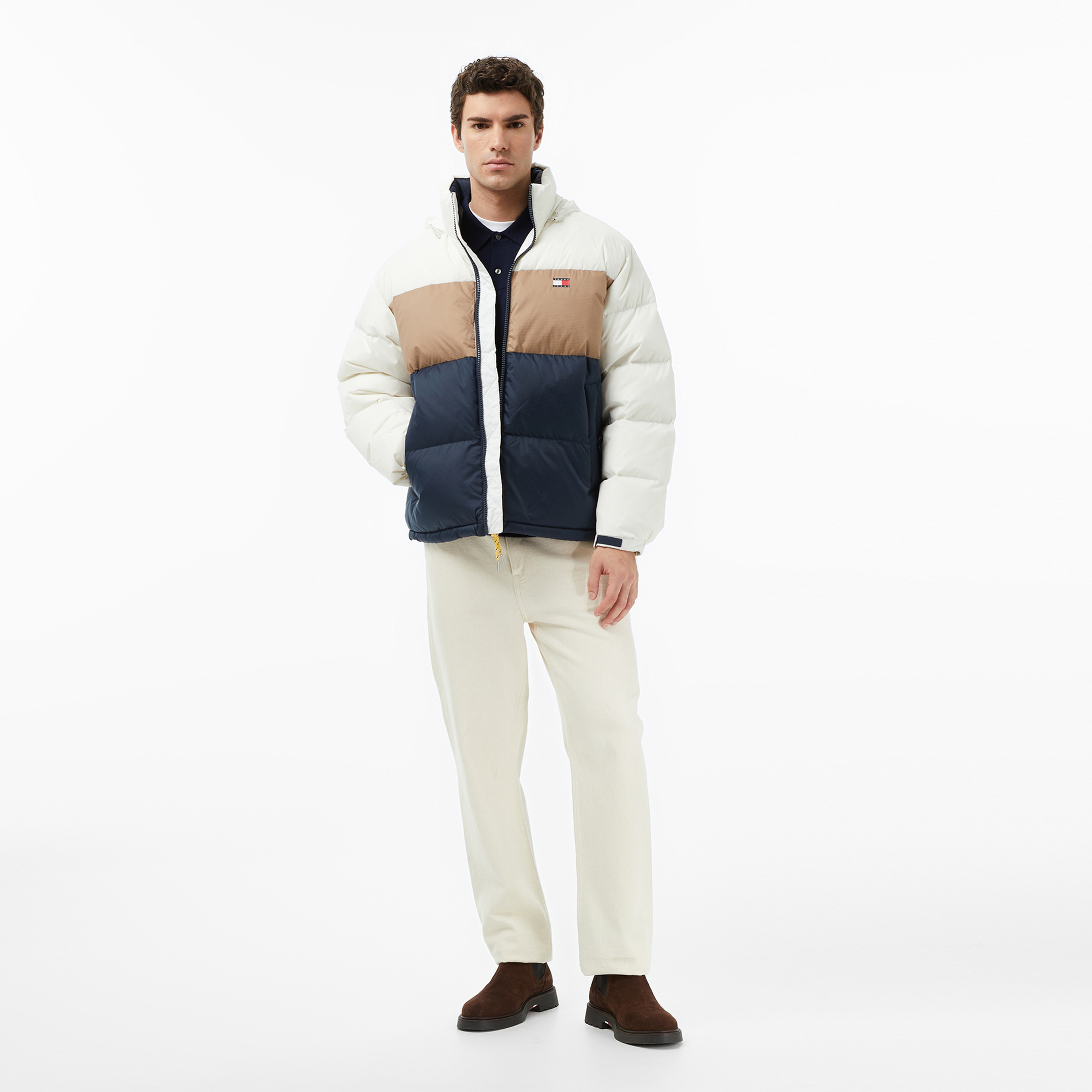 Tommy Jeans Alaska Erkek Beyaz Puffer Mont