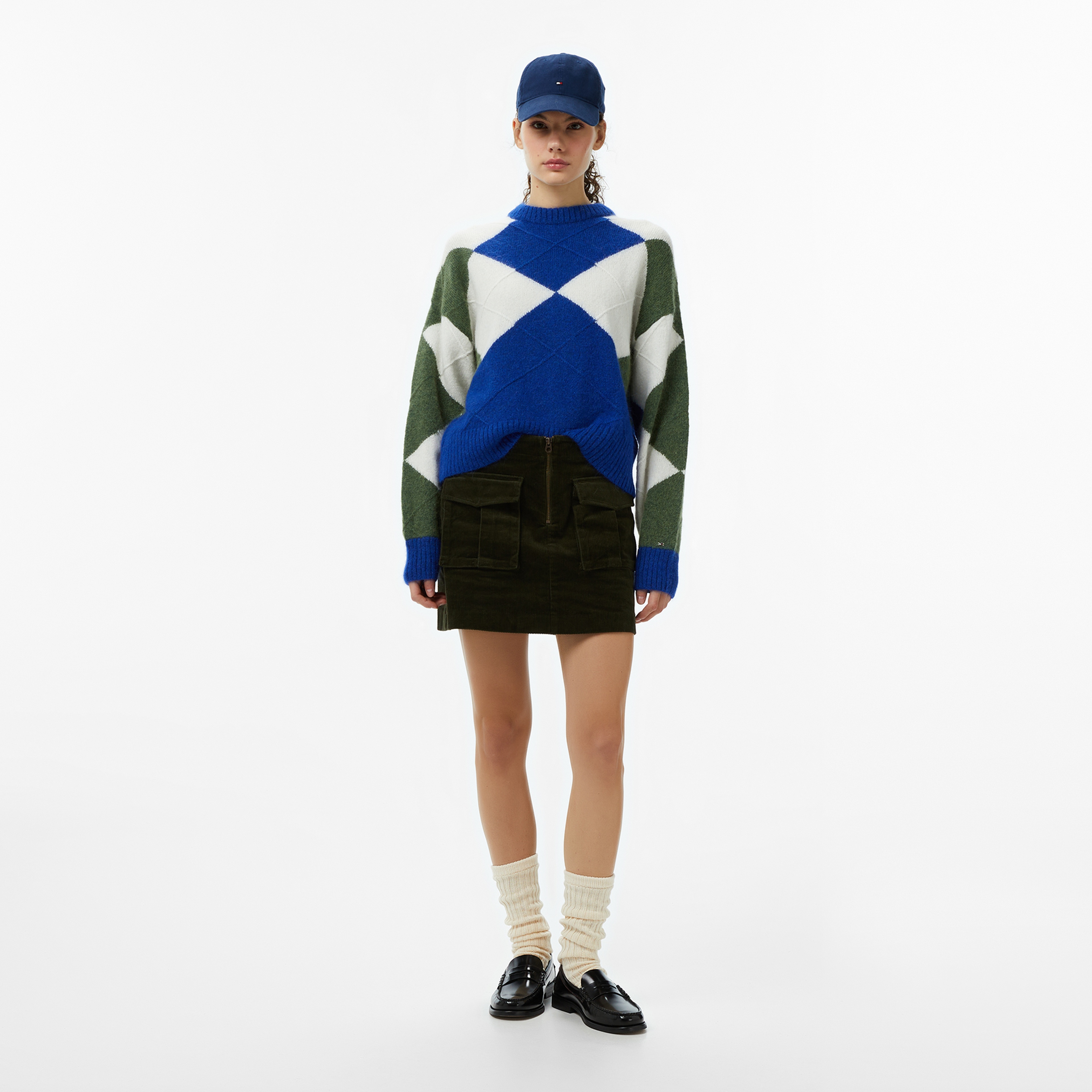 Tommy Hilfiger Corduroy Mini Kadın Yeşil Etek