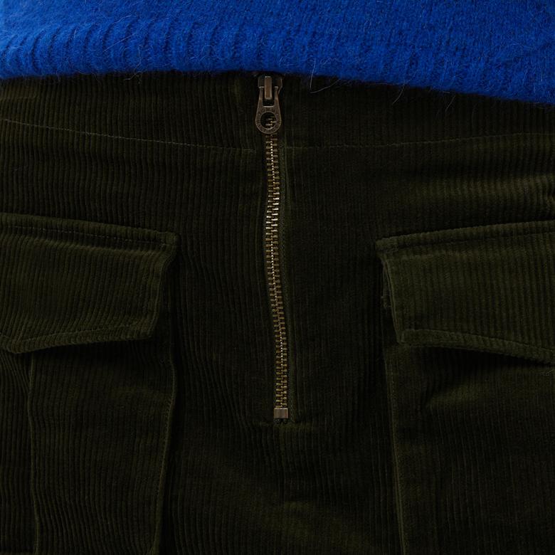 Tommy Hilfiger Corduroy Mini Kadın Yeşil Etek
