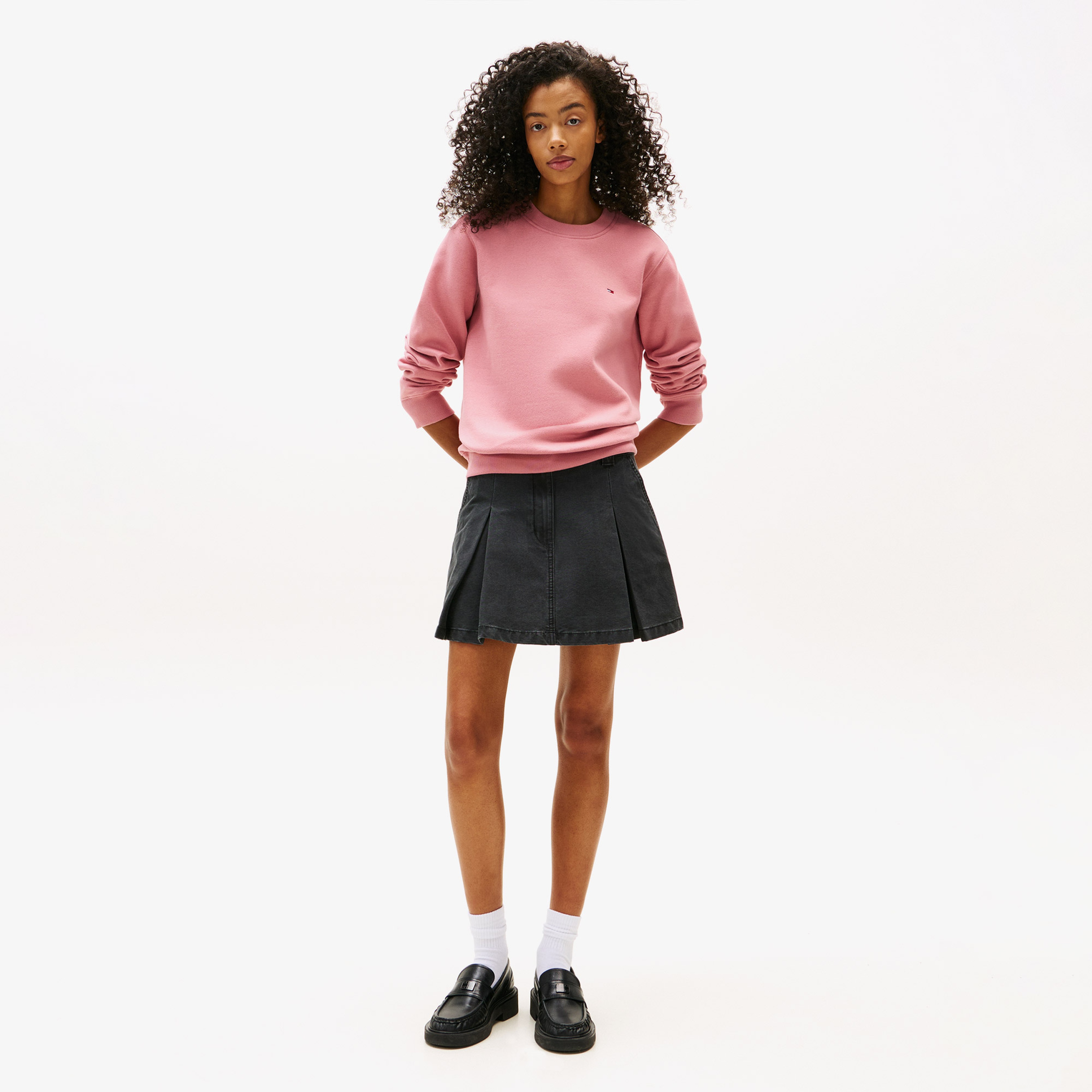 Tommy Jeans Regular Flag Kadın Pembe Sweatshirt