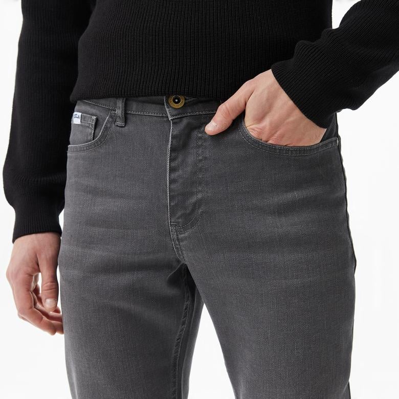 Ucla Fausto Nakışlı Erkek Gri Denim Pantolon