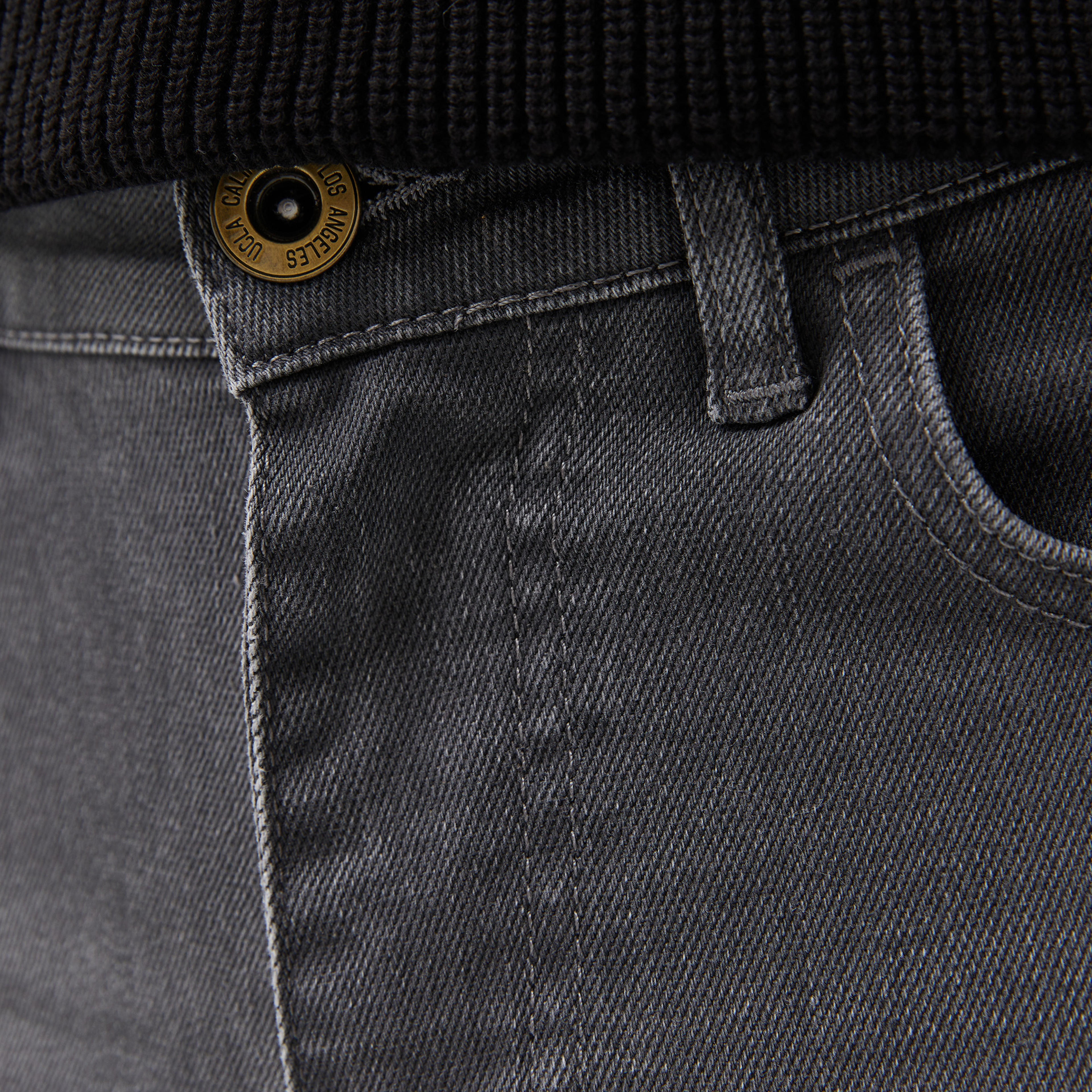 Ucla Fausto Nakışlı Erkek Gri Denim Pantolon