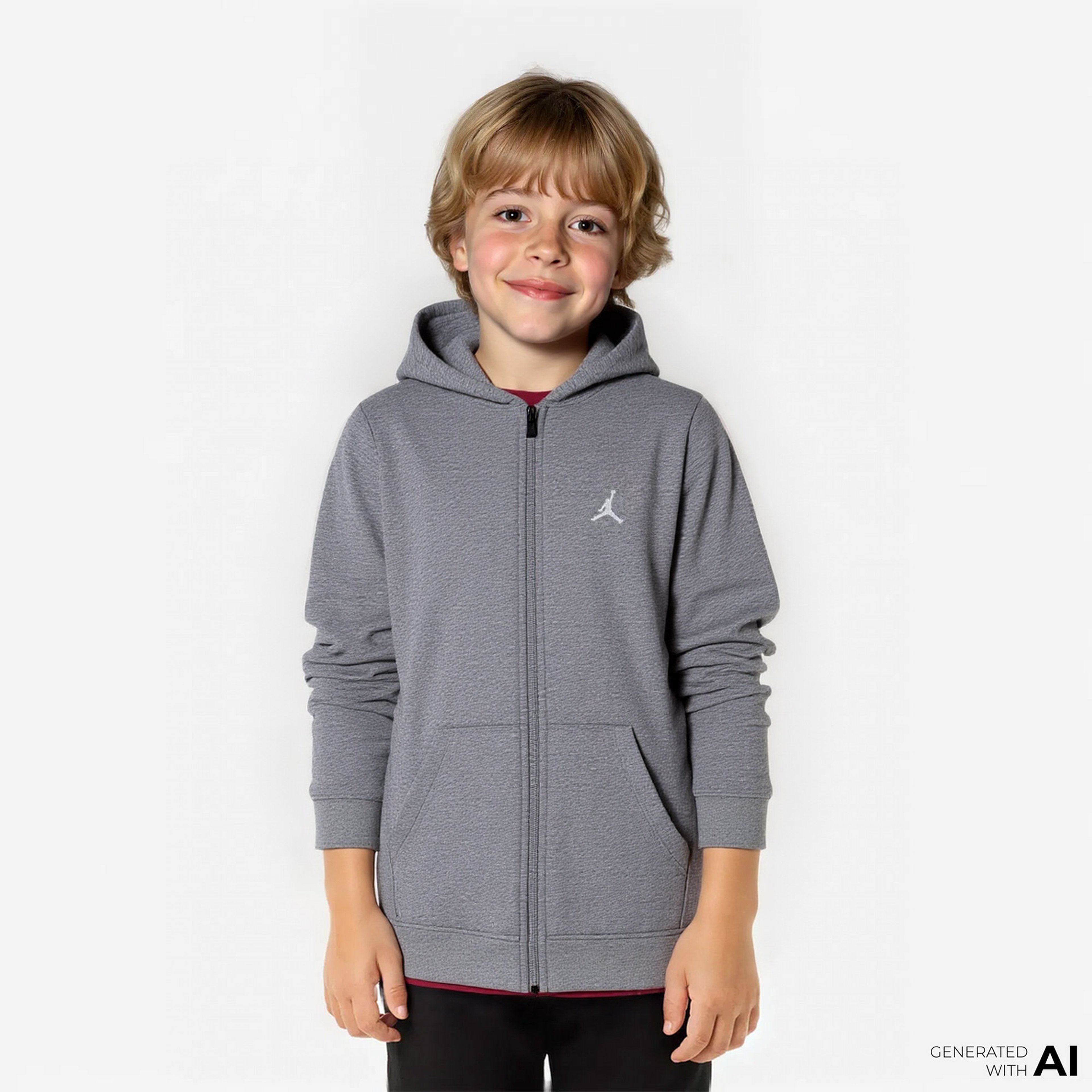 Jordan Dri-Fit Brooklyn Flight Çocuk Gri Sweatshirt