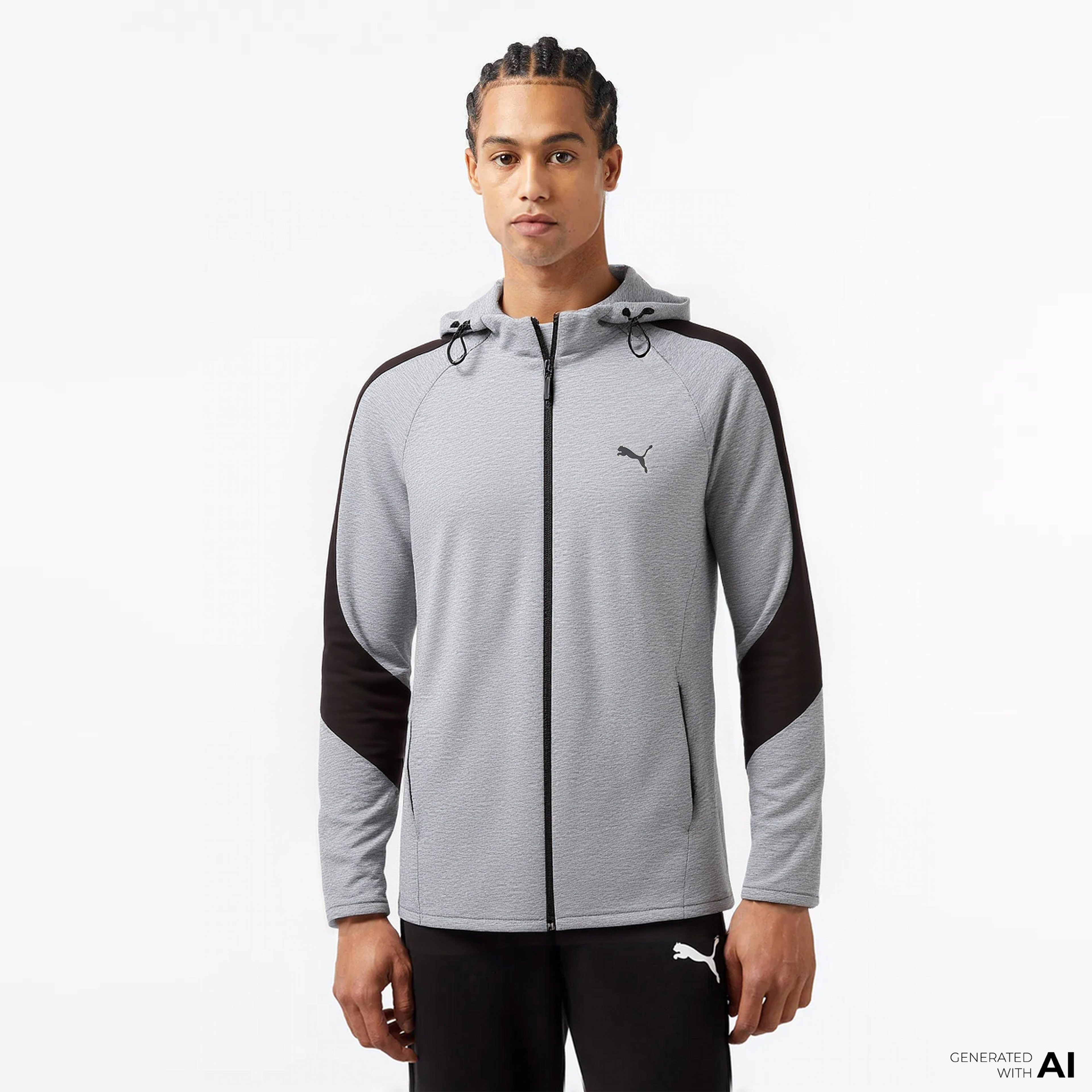 Puma EVOSTRIPE Core FZ Erkek Gri Sweatshirt
