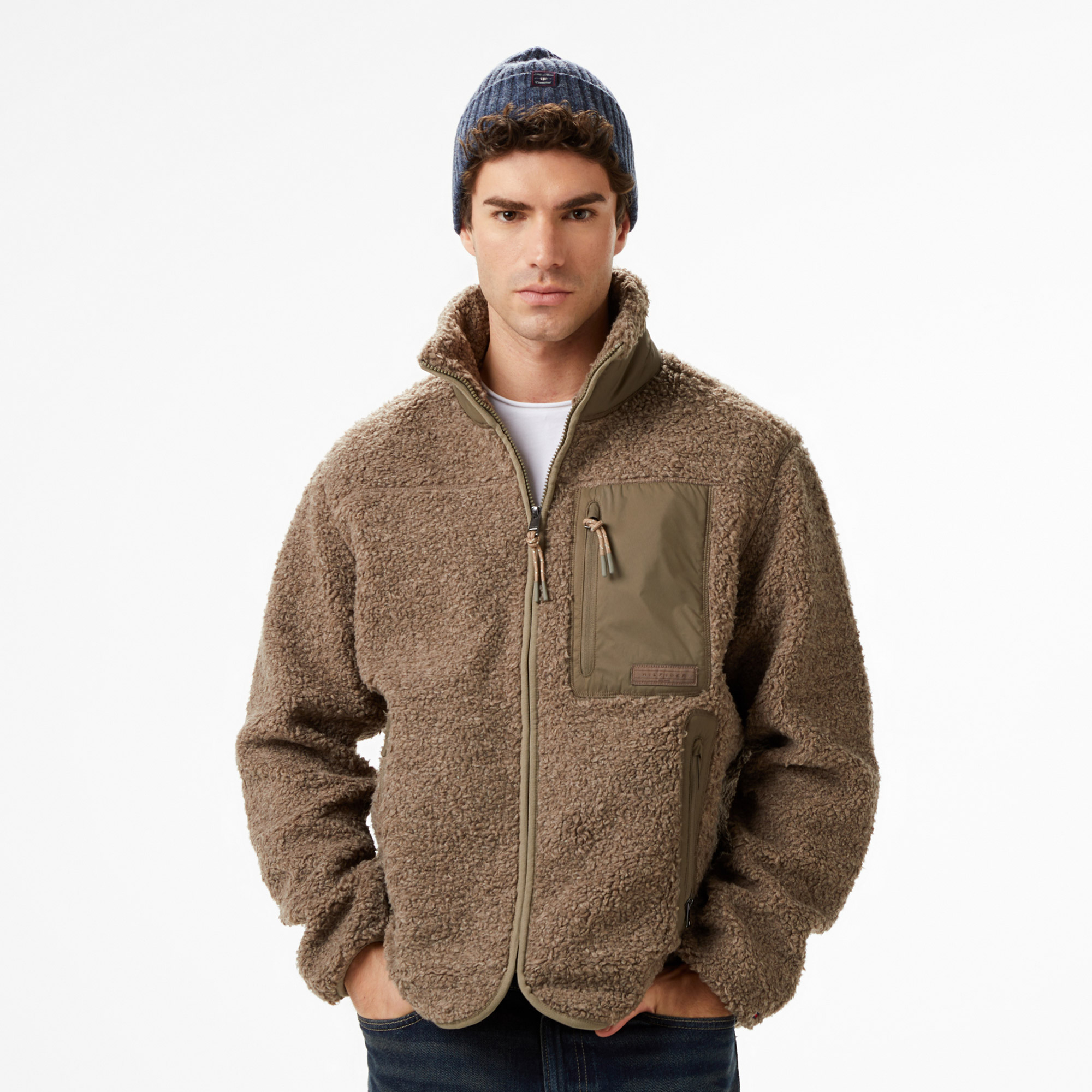 Tommy Hilfiger Teddy Through Erkek Bej Fermuarlı Sweatshirt